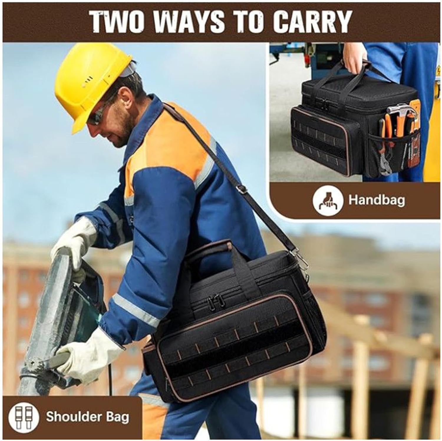 GENERIC Organisateur De Sac à Outils, Sac De Grande Capacité, Support De Sangle De Boîte, Sac à Outils Rembourré, Accessoires De Rangement De Travail, équipement De Mécanicien électrique, Kit De Construction