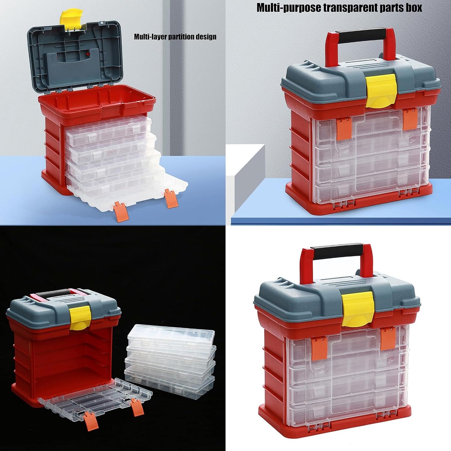  Boîte à Outils Réglable à 72 Compartiments - 4 Couches - Organisateurs Multifonctions Pour Articles De Pêche