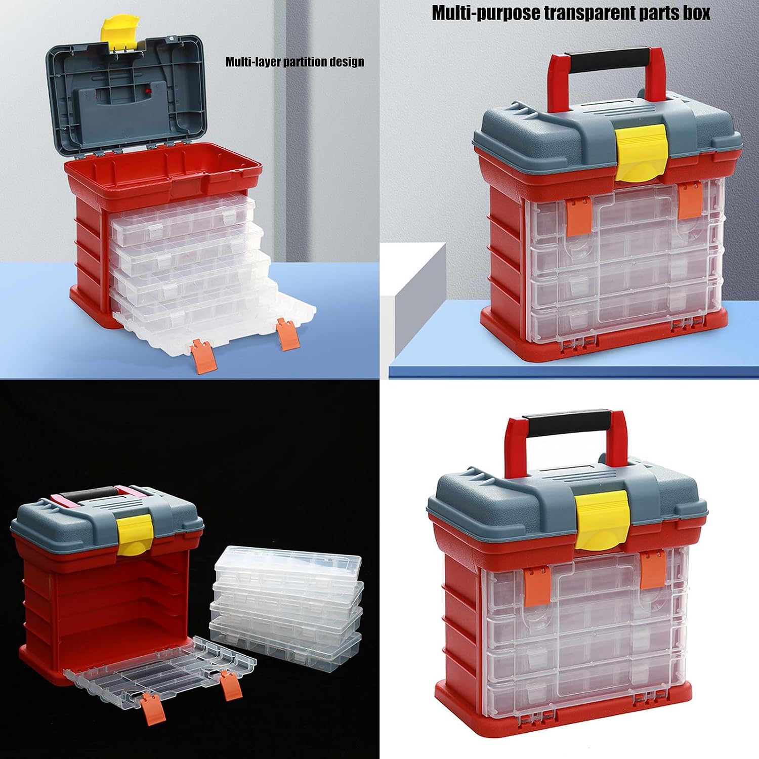  Boîte à Outils Réglable à 72 Compartiments - 4 Couches - Organisateurs Multifonctions Pour Articles De Pêche