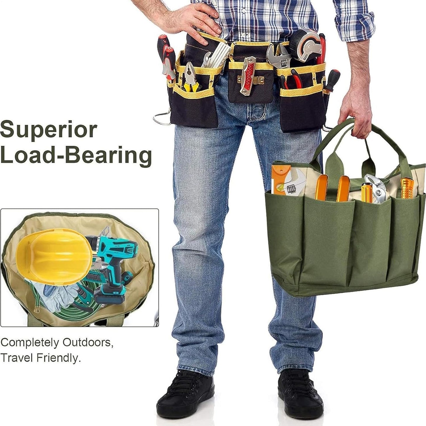 GENERIC Sac à Outils De Jardinage | 8 Poches Latérales étanche – Sac De Rangement Pour Outils | Pour Gants, Ciseaux, Râteaux, Clés, élagage, Transplantation