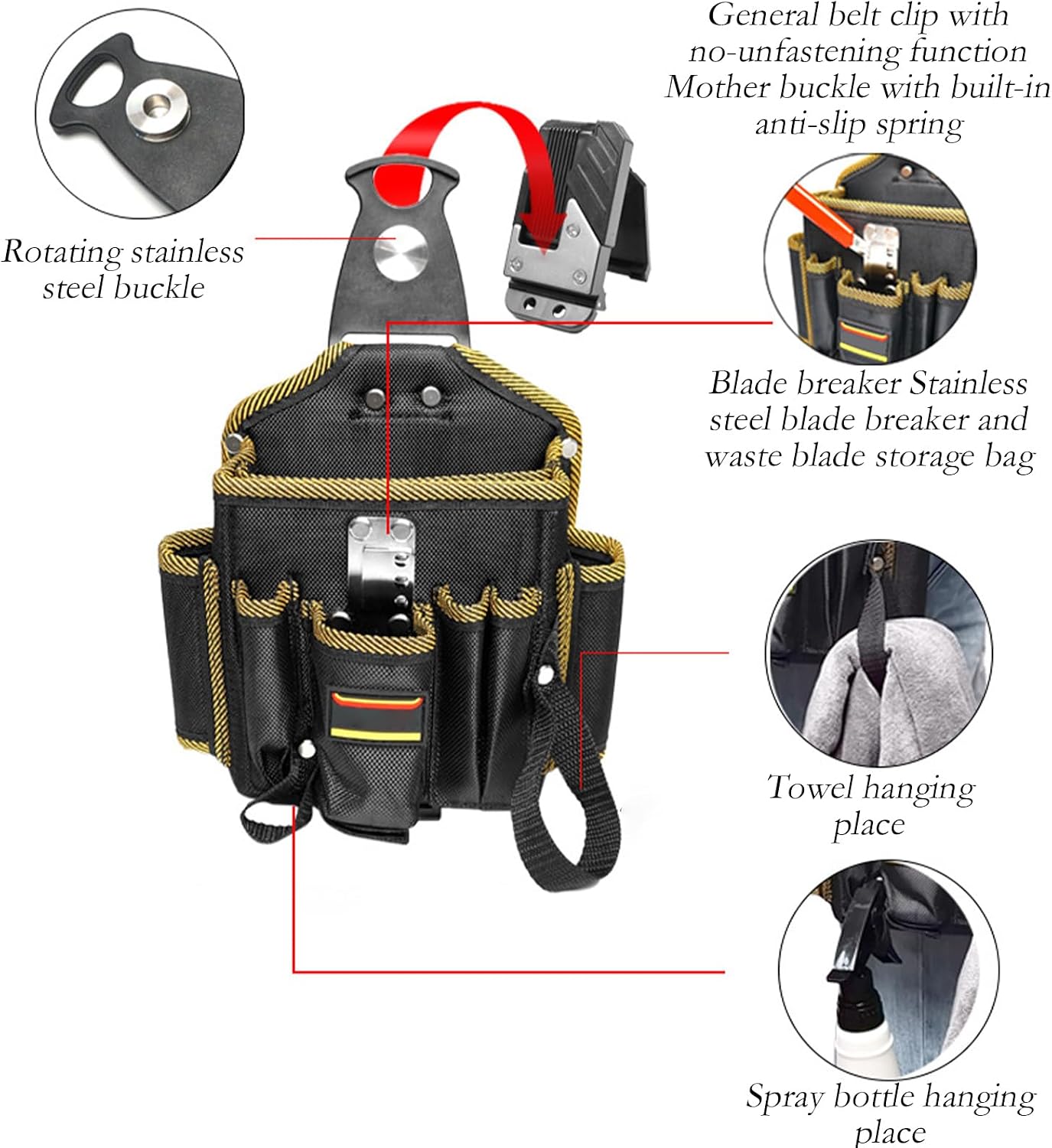  Pochette à Outils Ceinturée Pour Électricien - Organisateur De Travail Et Porte-Outil Pour Techniciens | Ceinture Holster Légère Utilitaire Pour Adultes Coiffeurs Artisans Ouvriers
