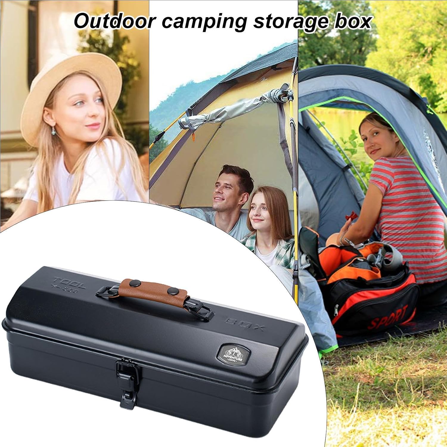  Boîte à Outils Portable | Valise Portable De Camping – Boîte à Outils Portable En Fer Pour Activités De Plein Air Avec Autocollants