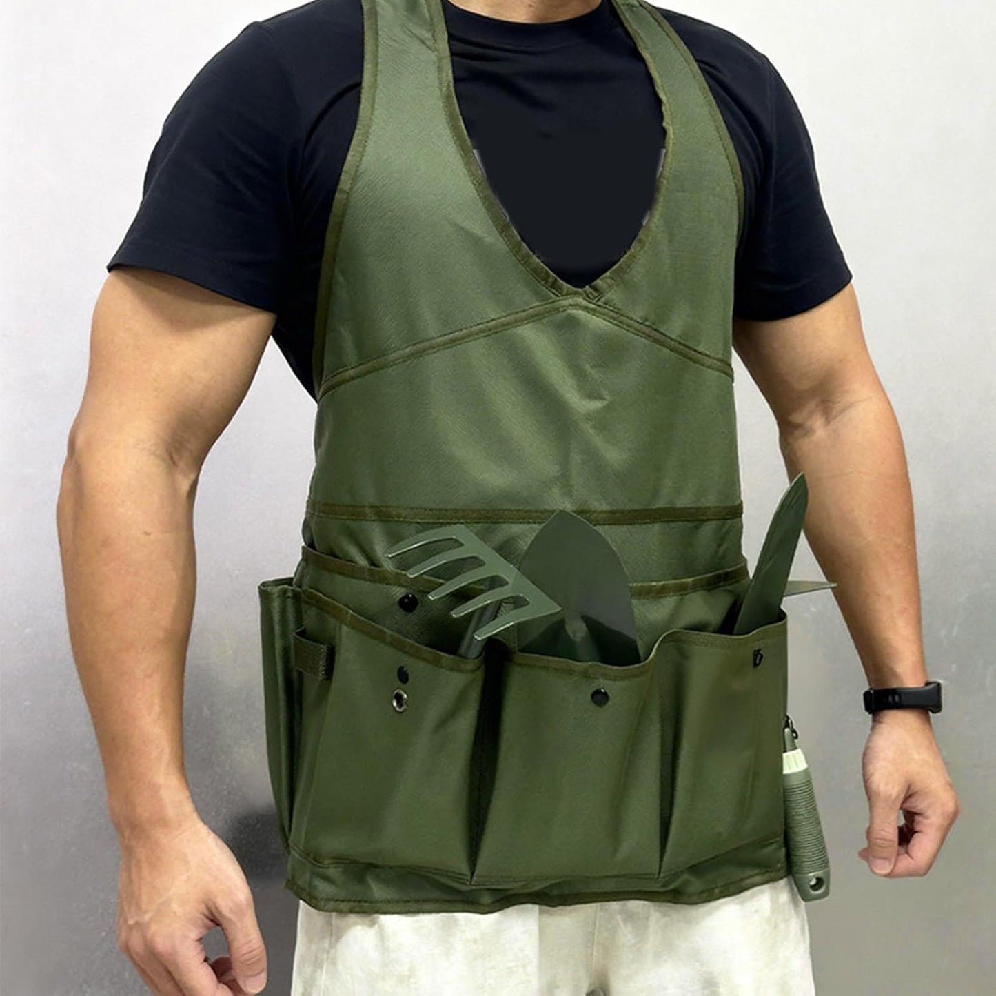  Tablier De Travail Professionnel Pour Jardinier Avec Poches à Outils Spacieuses, Sangle De Taille Confortable, Ceinture Réglable, Accessibilité à La Ferme, Tablier De Jardin