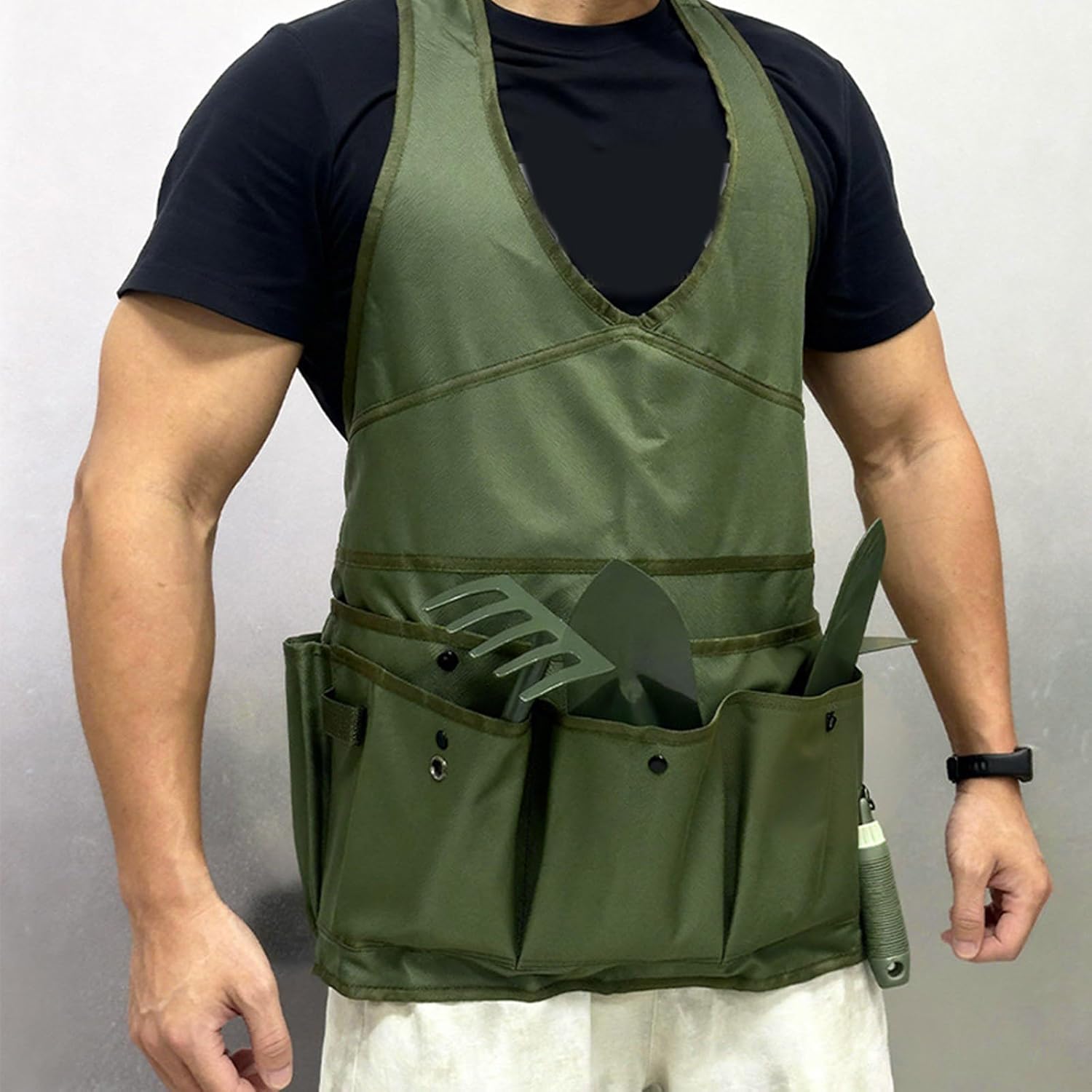  Tablier De Travail Professionnel Pour Jardinier Avec Poches à Outils Spacieuses, Sangle De Taille Confortable, Ceinture Réglable, Accessibilité à La Ferme, Tablier De Jardin