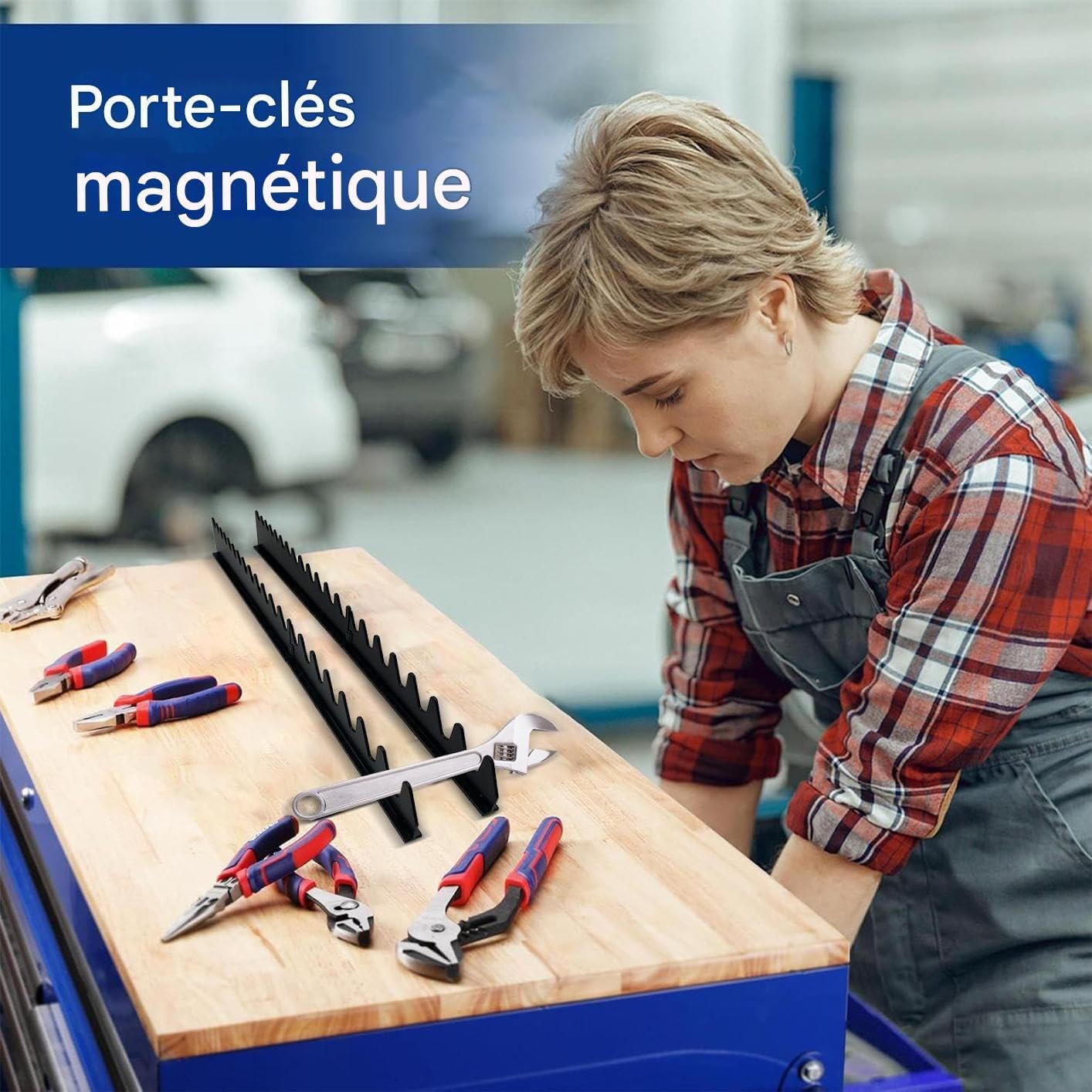 Porte-Clés - Porte-Cliquet Magnétique Monté Au Mur Pour Boîte À Outils,Support De Rangement Robuste Pour Tiroir De Cabinet Intérieur, Ateliers De Mécanique, Garages Et Bricoleurs À