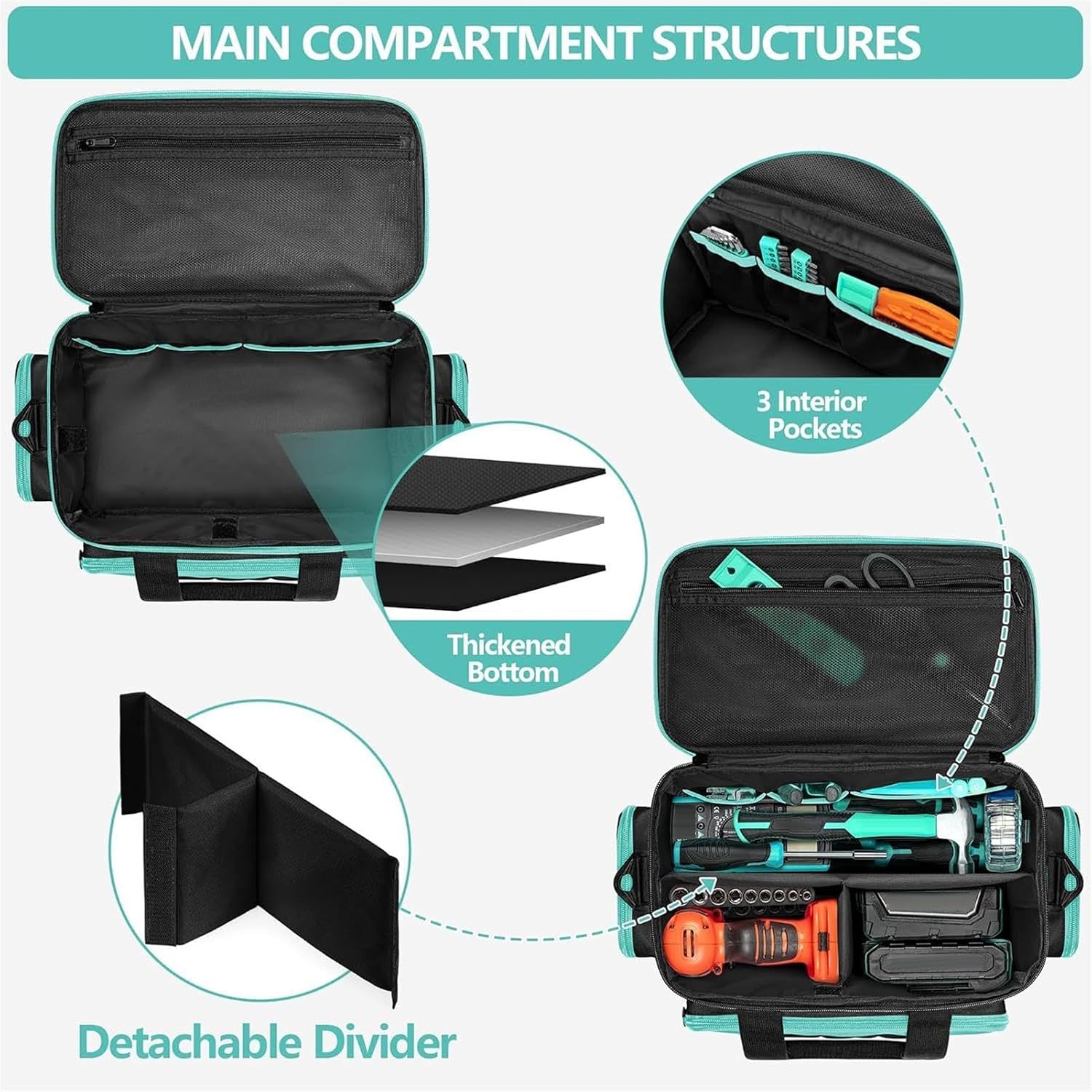 GENERIC Oxford Grand Sac à Outils Portable Pour Construction, Camping, Voyage, Dortoir, Jardin, électricien, Charpentier