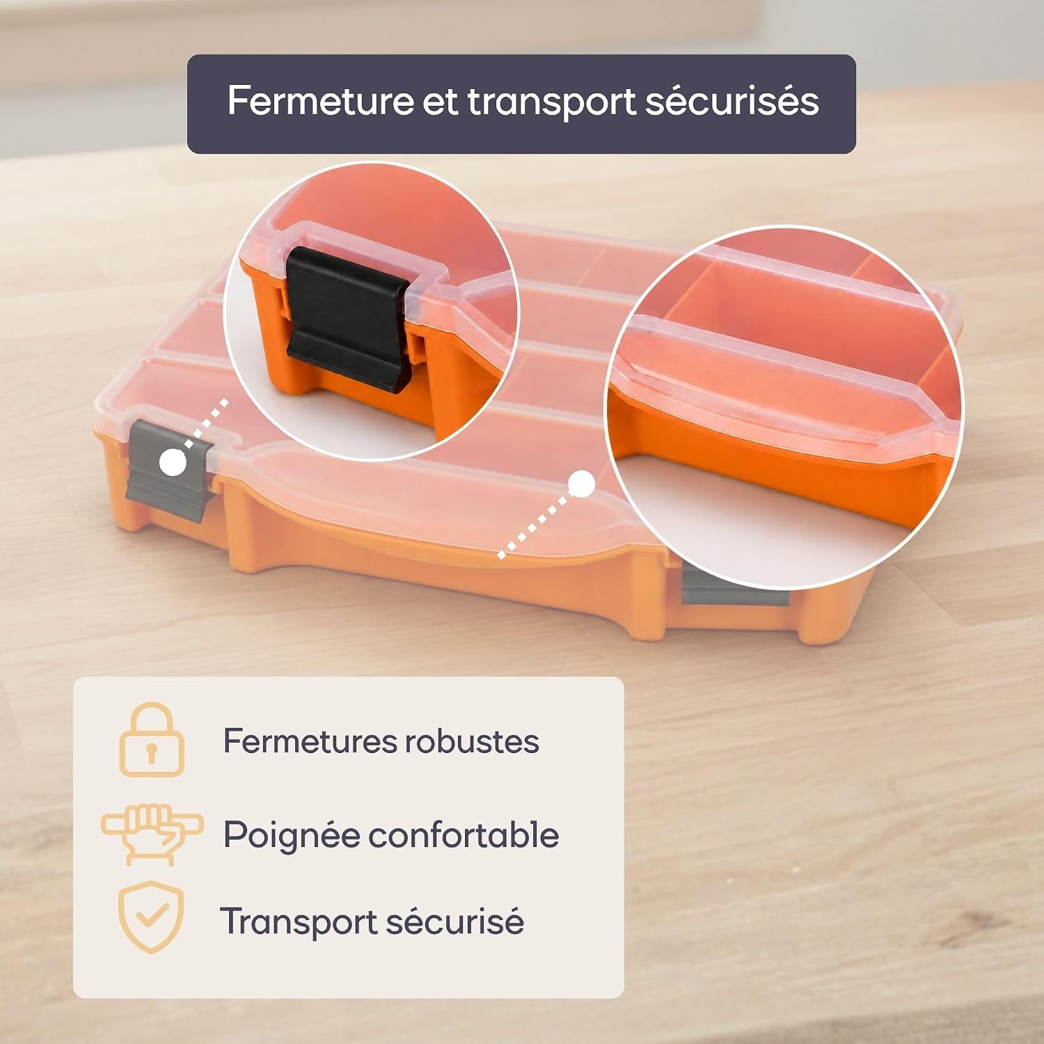  Perel Boîte D’assortiment En Plastique Avec 10 Compartiments Fixes, Couvercle Transparent, Empilable, Pour Vis, écrous, Clous Et Petites Pièces, Atelier, Garage Et Loisirs