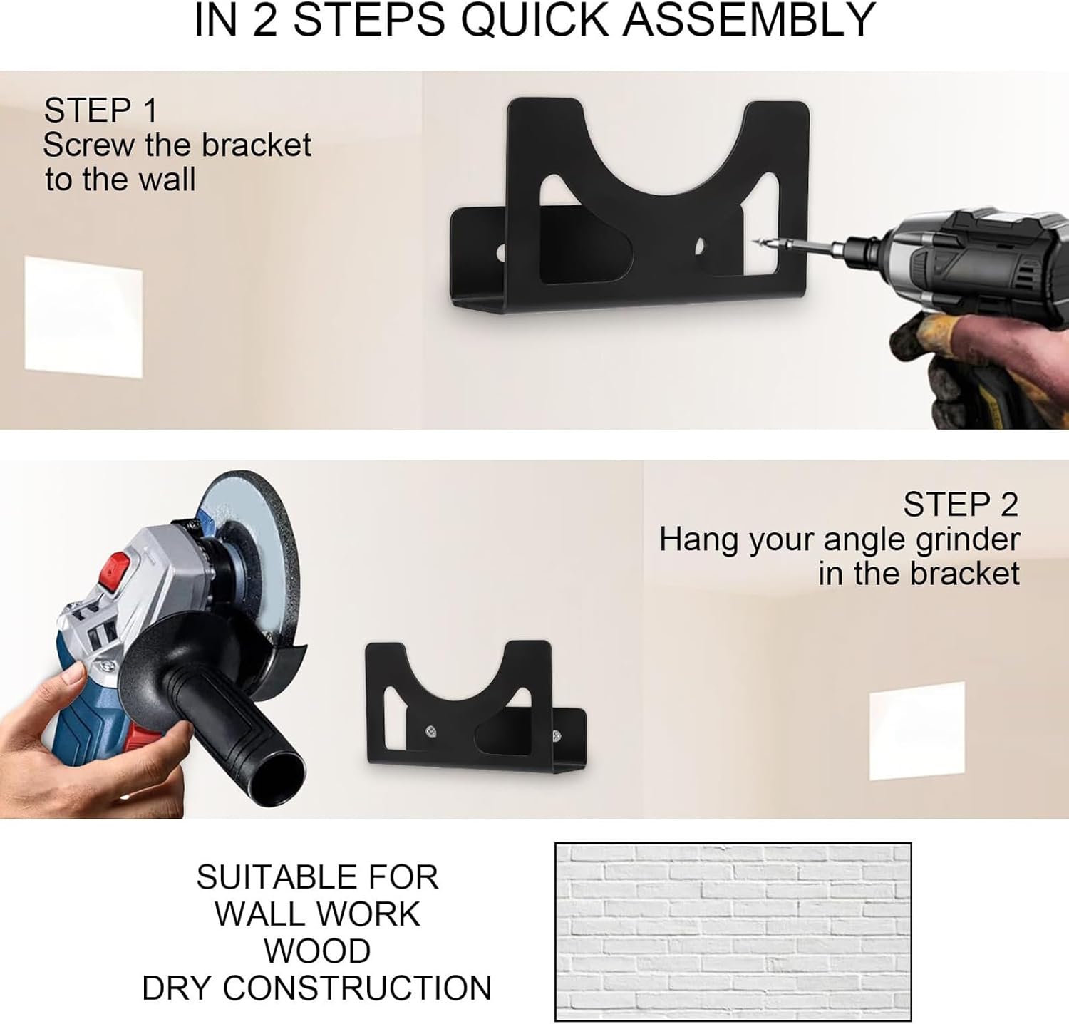 GENERIC Support Mural Pour Meuleuse D'angle | Support Mural Pour Meuleuse D'angle – Support En Fer Multifonction Pour Machine à Polir, Outils électriques, Ponceuses, Perceuses