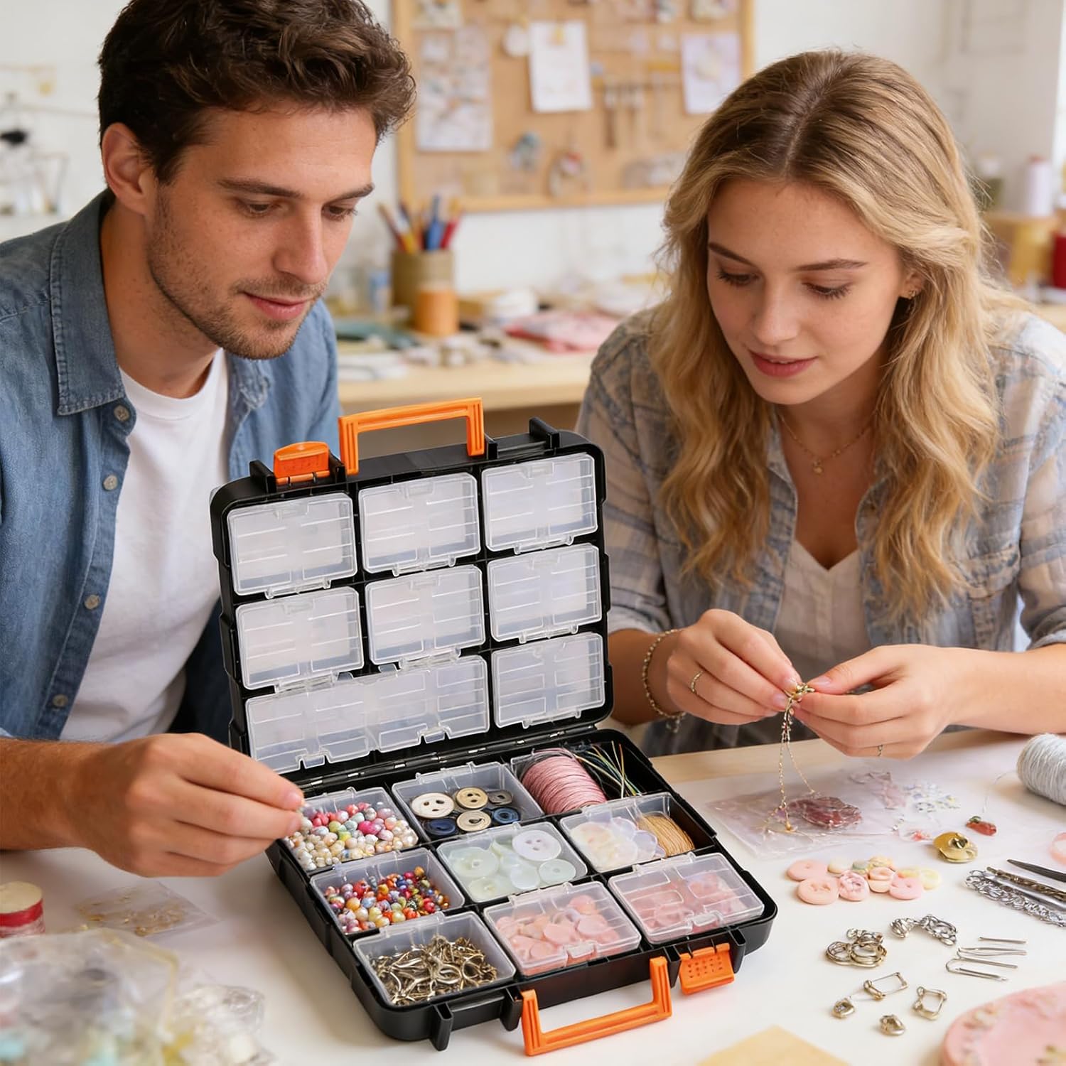 GENERIC Petit Organisateur D'outils – 16 Compartiments De Rangement Double Face, Boîte à Outils Pour Vis, écrous, Vis, Clous, Boulons, Perles, , Articles De Pêche, Blocs De Puzzle, Bureau, Garage