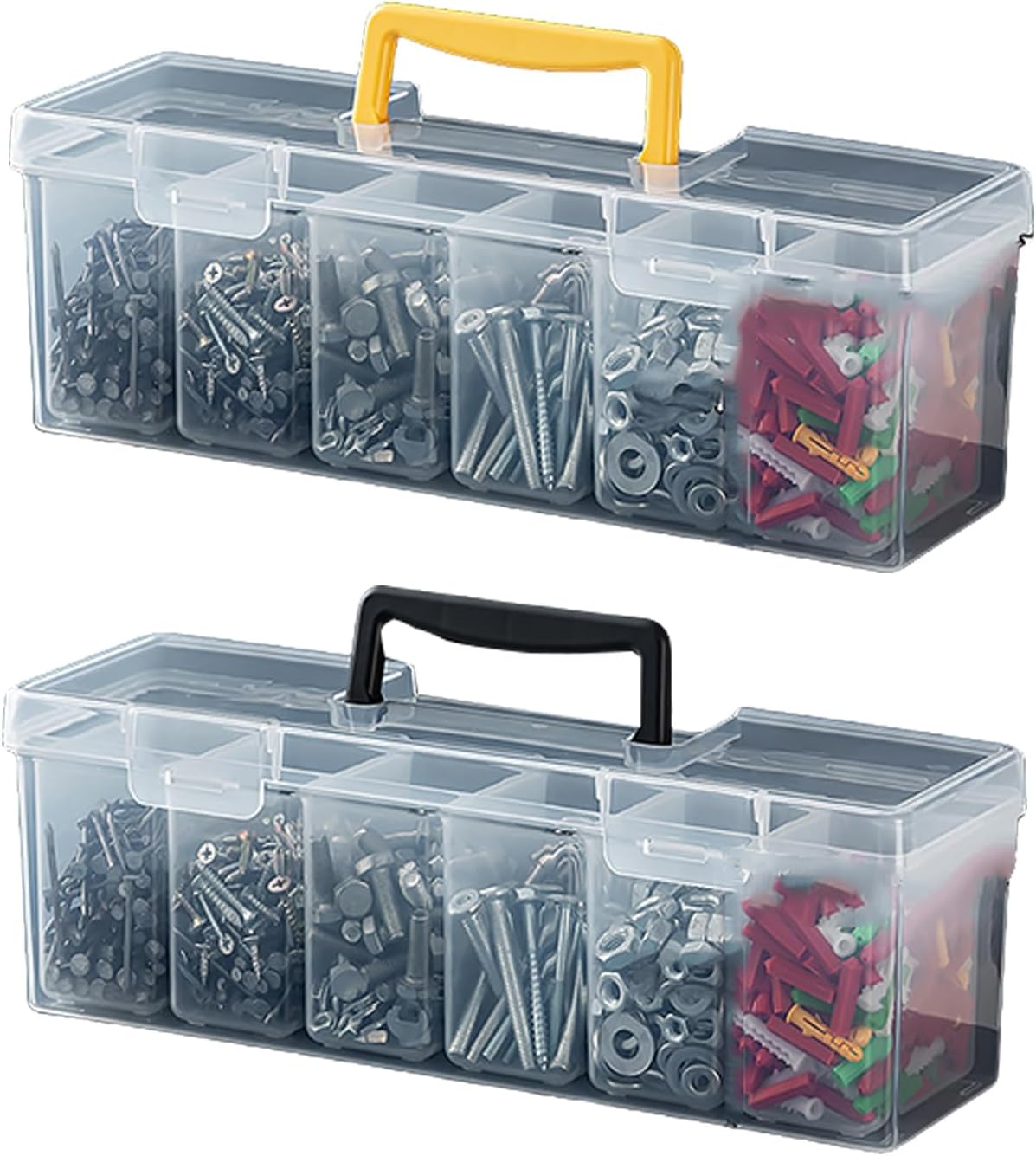  Boîte à Outils Robuste Avec Séparateurs Amovibles - Boîte De Rangement Transparente Pour Atelier, Garage, Usage Domestique - Boîte De Rangement Transparente Avec Poignée