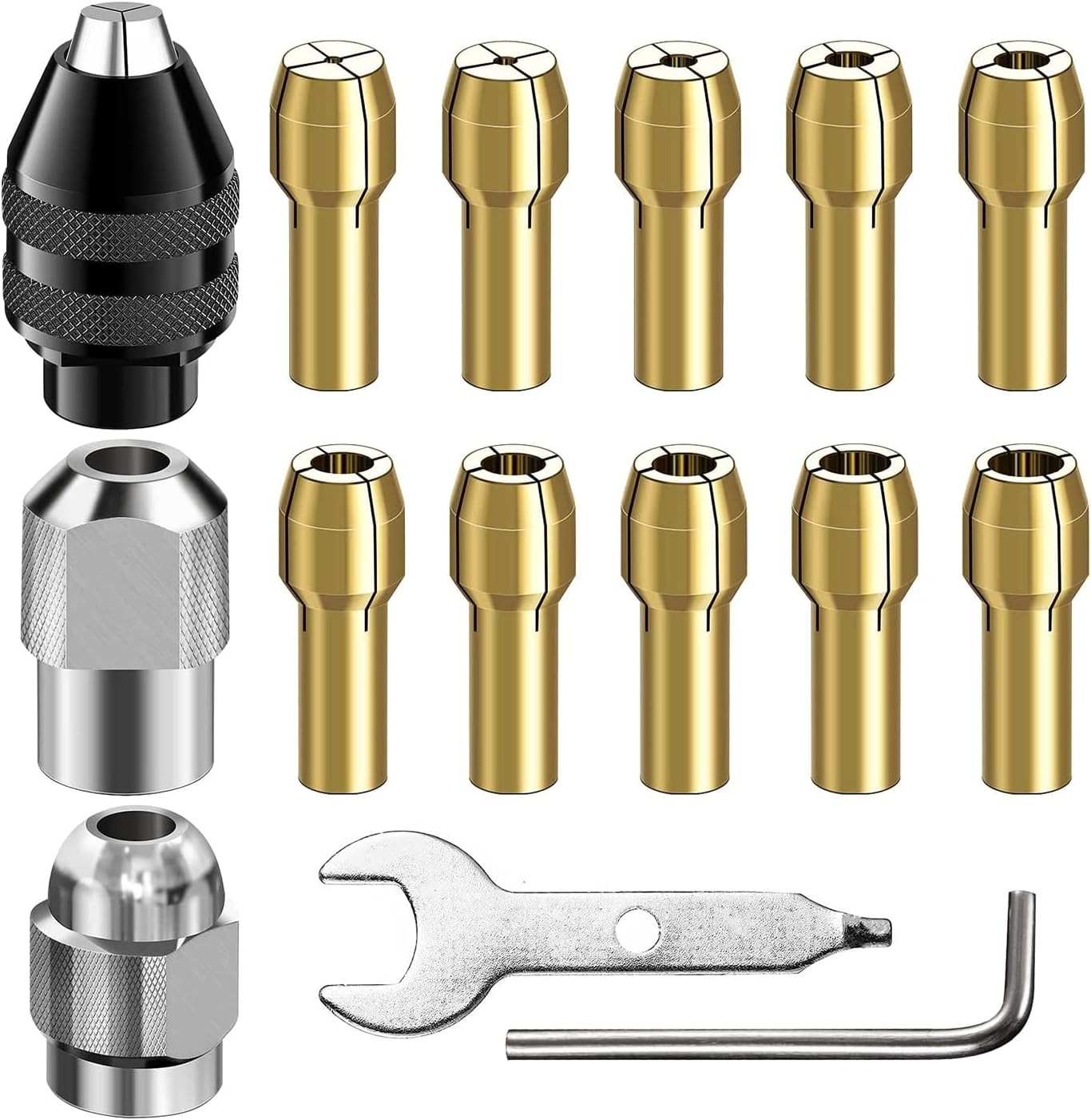  ForDremel Lot De 15 Mandrins De Serrage Rotatifs En Laiton Pour Perceuse à Outils électriques 1/32" à 0,3 Cm