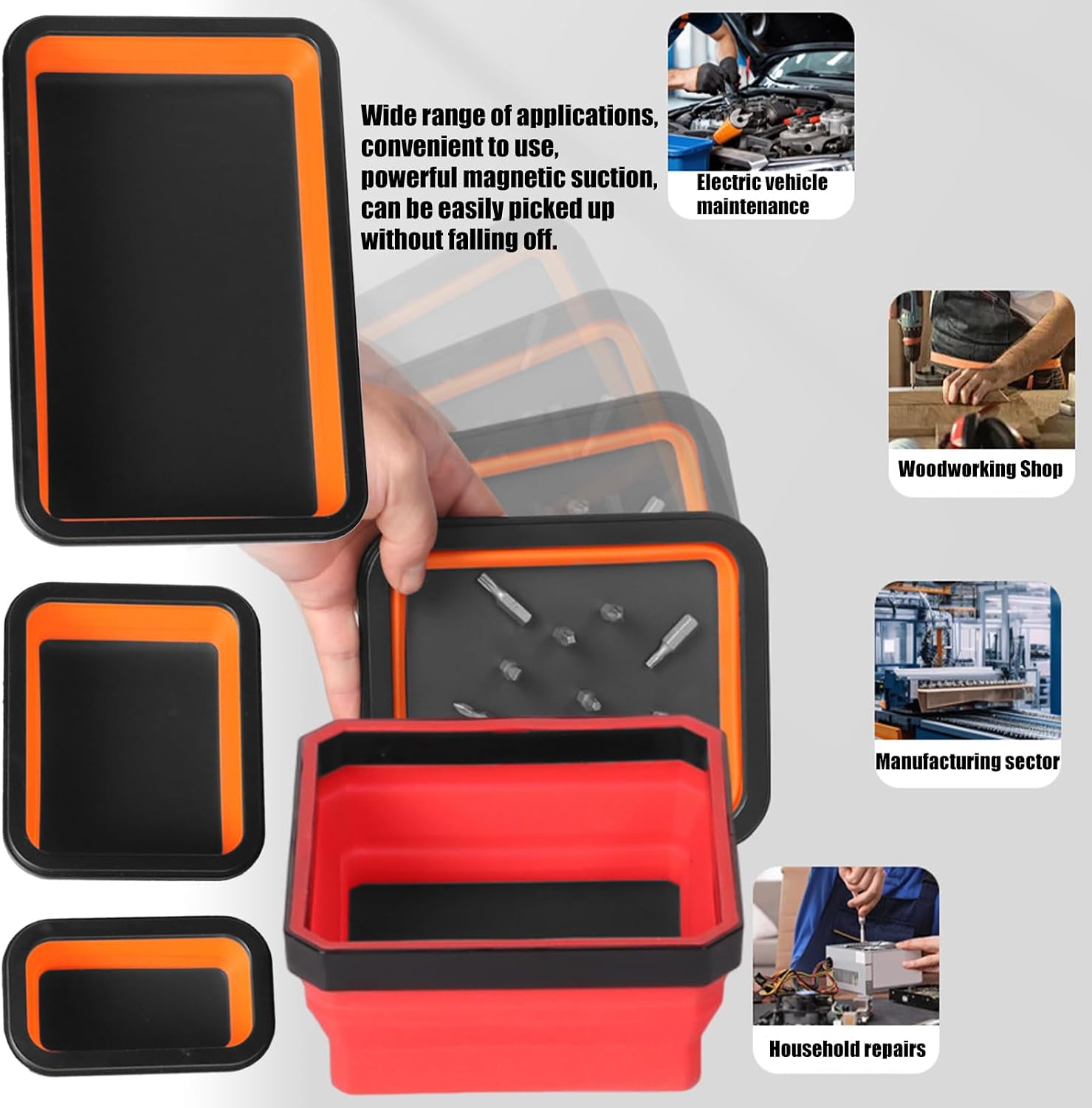  Boîte De Rangement À Vis Magnétique En Silicone Solide Boîte Rangement Pliable Porte-outils Pièces Magnétiques Organisateurs Mécaniciens Organisateurs D'outils Portables Avec Aimant
