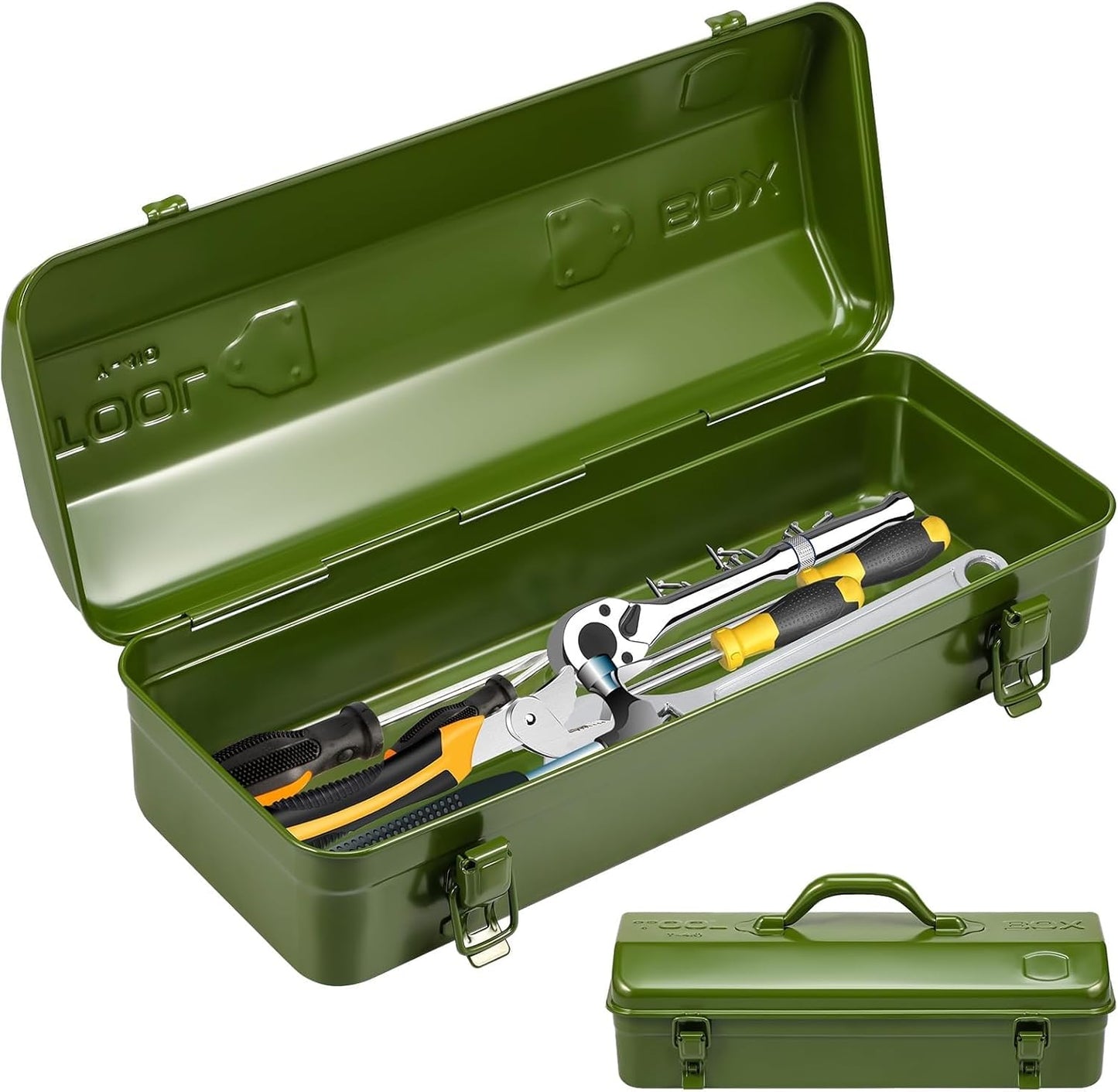  Boîte À Outils Portative En Métal De 16,9 Pouces Avec Fermeture Double Loquet - Conception Toit Croupe Durable For L'atelier Et Le Stockage Voiture Light Luxury Appeal
