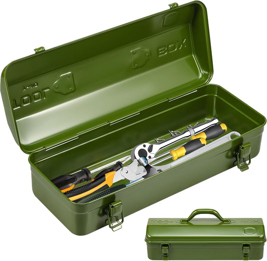  Boîte À Outils Portative En Métal De 16,9 Pouces Avec Fermeture Double Loquet - Conception Toit Croupe Durable For L'atelier Et Le Stockage Voiture Light Luxury Appeal