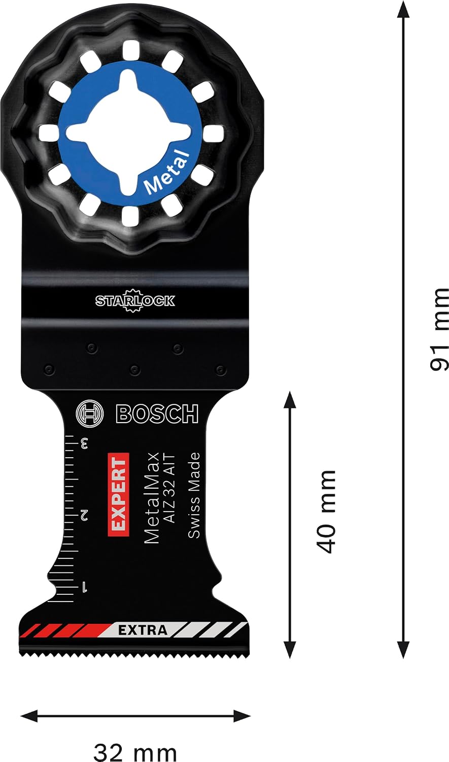  Bosch Accessories 1x Lame Pour Outil Multifonction Expert MetalMax AIZ 32 AIT (pour Acier, Acier Inoxydable, Largeur 32 Mm, Accessoire Outil Multifonction), Noir