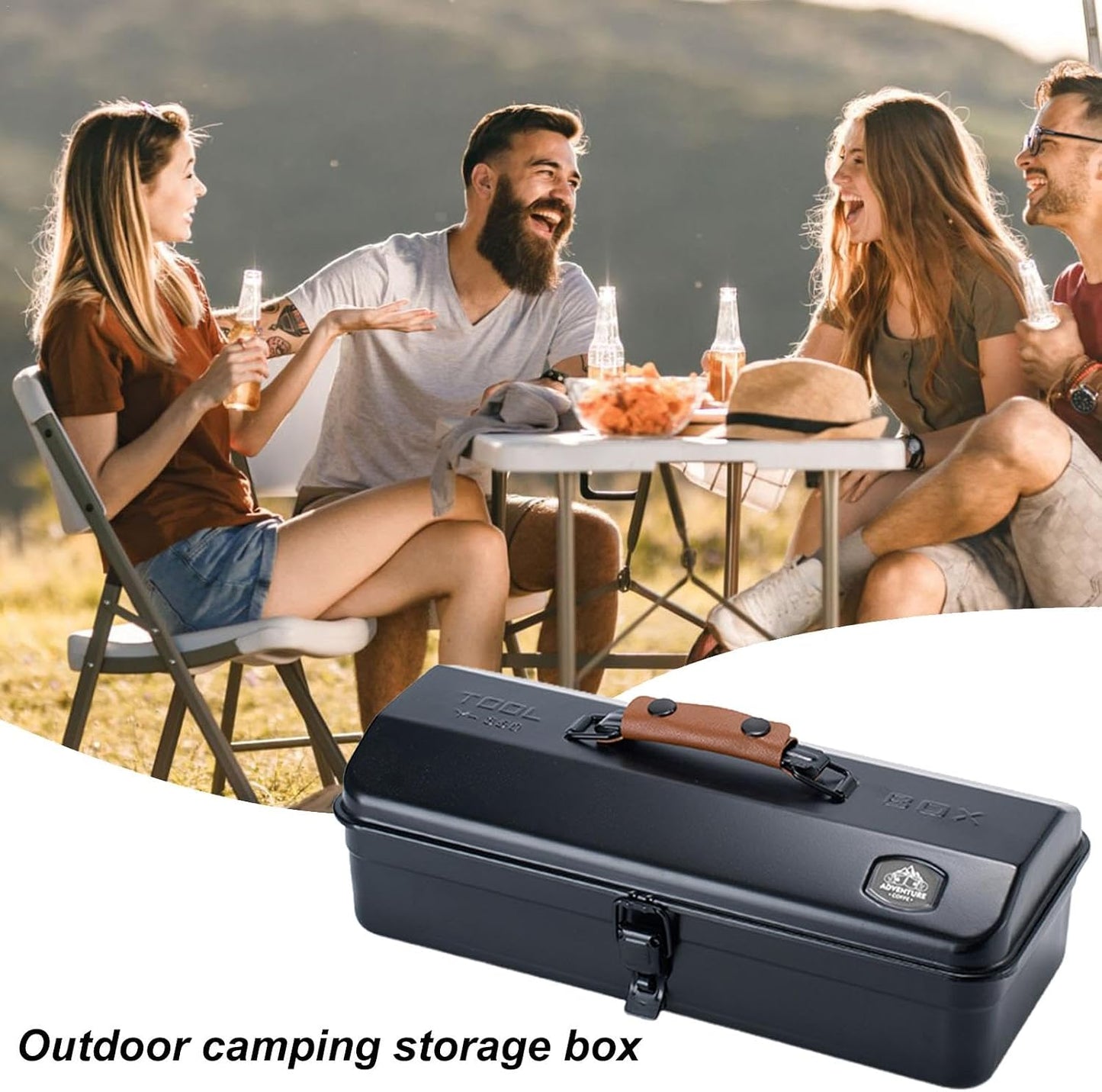  Boîte à Outils Portable | Valise Portable De Camping – Boîte à Outils Portable En Fer Pour Activités De Plein Air Avec Autocollants