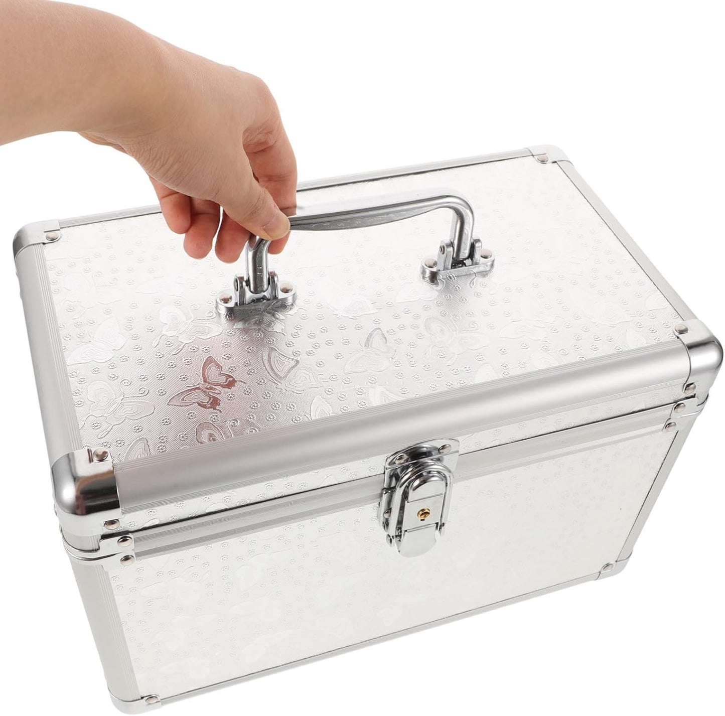  ULTECHNOVO Boîte à Outils Portable En Alliage D'aluminium Argentée, Construction Robuste Et Extérieur Résistant Aux Rayures, Petite Caisse De Rangement Pour Usage Quotidien Et Extérieur