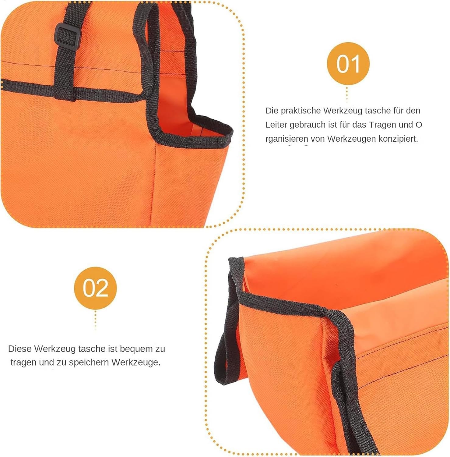  Sac à Outils Ladder, Grande Capacité, Organiseur Pour Accessoires D'échelle, Organiseur Robuste, Pochette De Rangement Cargo, Porte-outils, Sac De Rangement Pour échelle, Outil D'efficacité De Travail