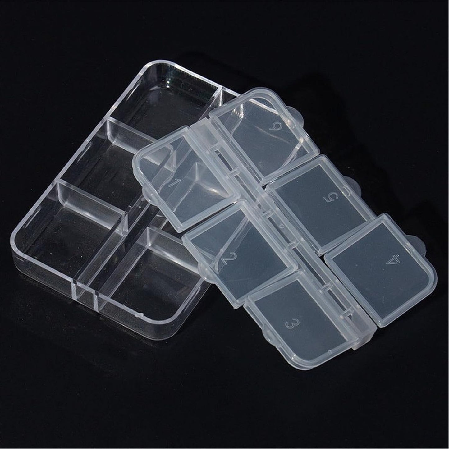  Boîte à Outils Légère Transparente Avec 6 Compartiments Individuels Pour Ongles, Outils, Bijoux, Travaux Manuels, Organisation, Boîte à Outils De Voyage Légère