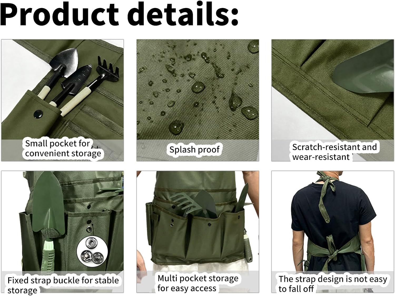 Tablier De Travail Professionnel Pour Jardinier Avec Poches à Outils Spacieuses, Sangle De Taille Confortable, Ceinture Réglable, Accessibilité à La Ferme, Tablier De Jardin
