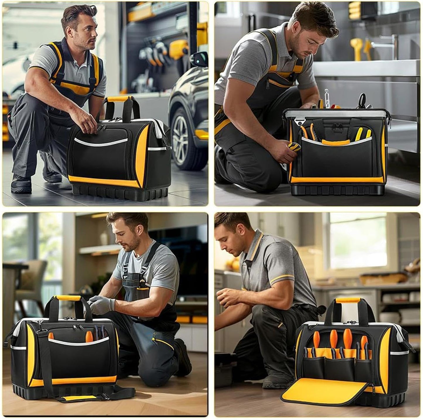 GENERIC Organisateur De Sac à Outils - Sac Pour électricien Multi-poches, Sac Imperméable à Dur, Construction De Matériaux , Réparations à Domicile, Utilisation De Garage, Rangement, P