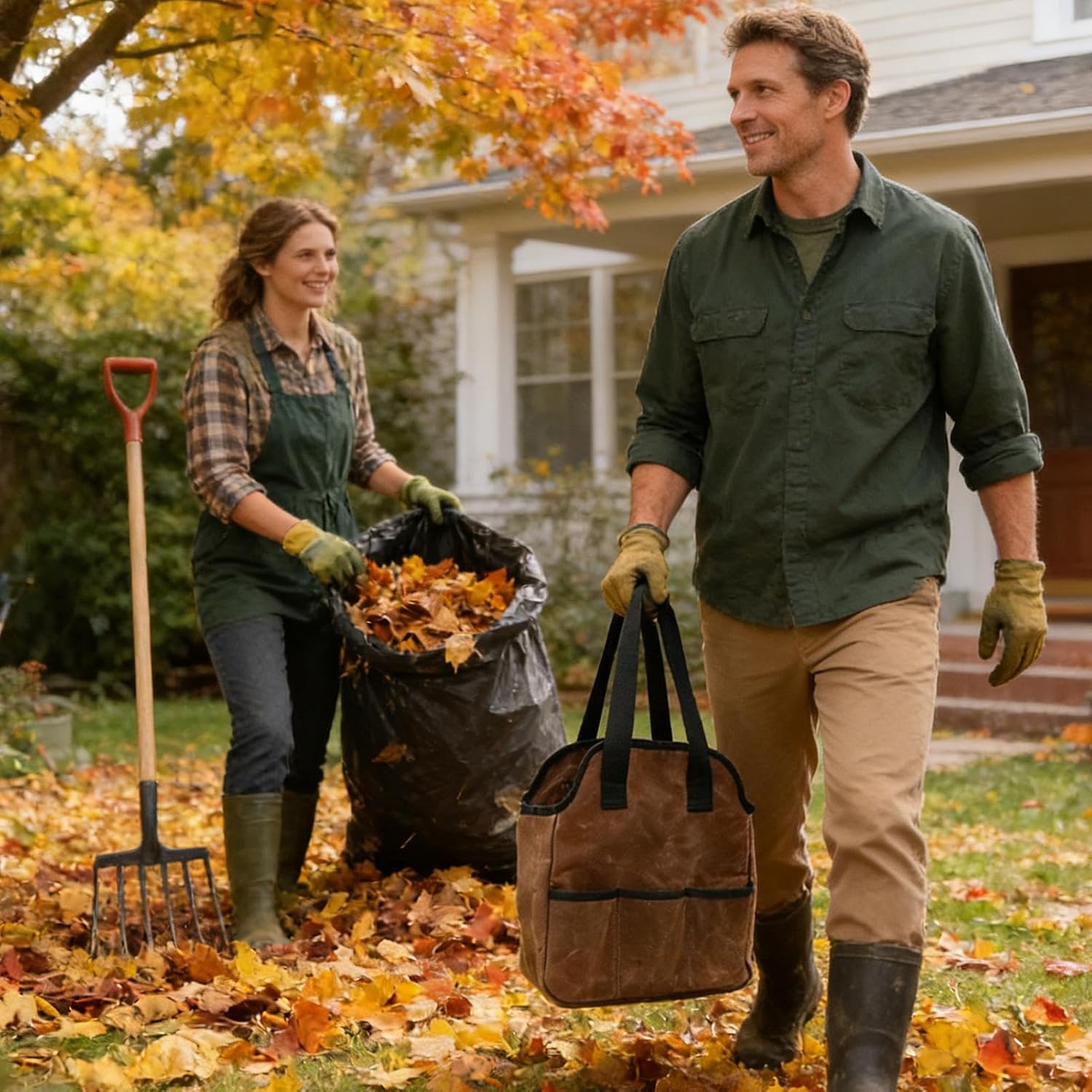 GENERIC Sac à Outils En Toile Cirée De 473,6 G, Sac De Jardinage Robuste Avec Poignées Renforcées, Rangement D'outils Multi-usages, Parfait Pour Les Ateliers De Fleuristes, Hommes, Papas, Camions, Voitures