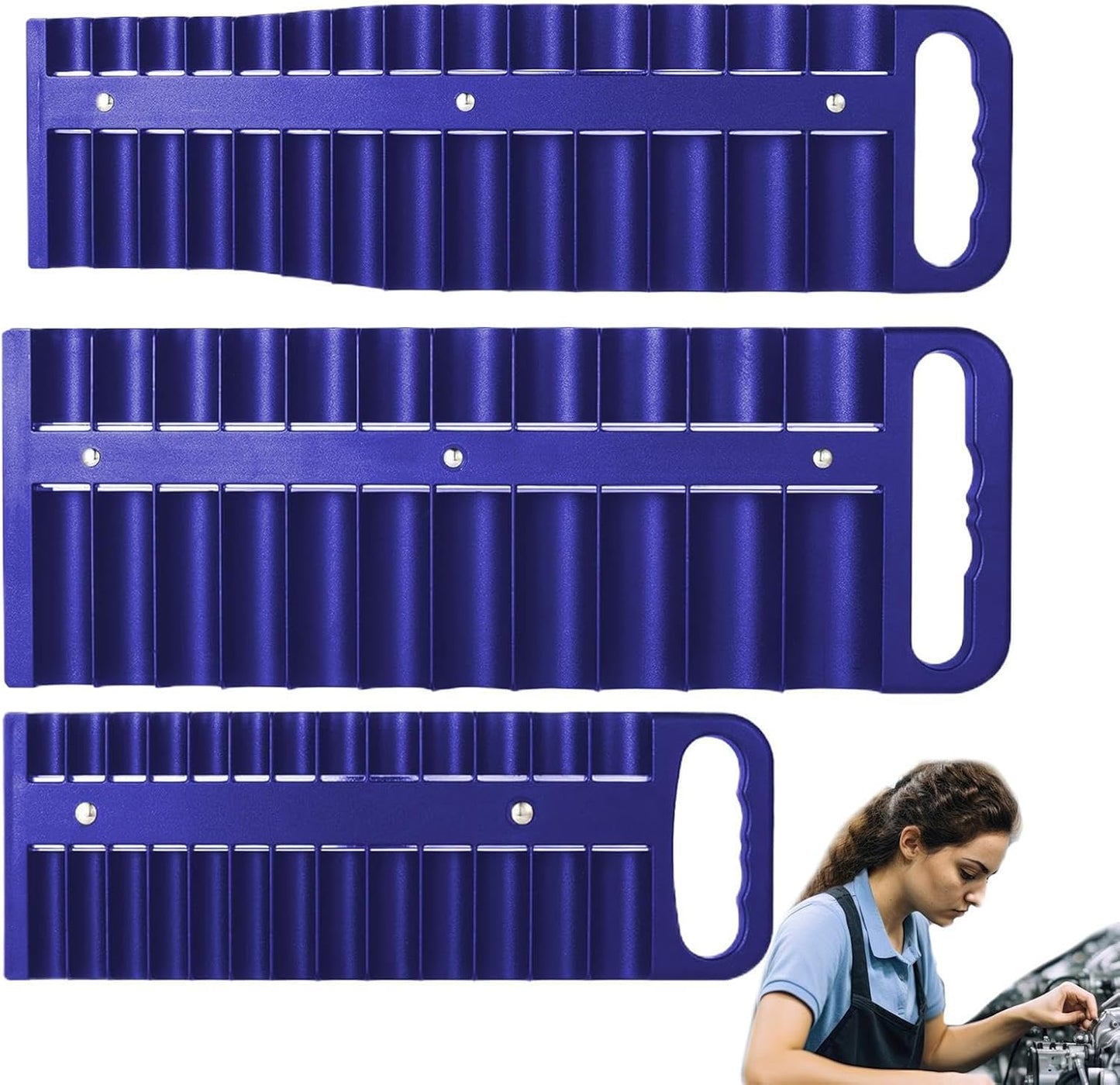 GENERIC Lot De 3 Organiseurs Magnétiques Pour Outils - Support De Douille Magnétique Et Plateau De Rangement - Rangement D'outils Pour Garage, Atelier, Mariages, Anniversaires Et Noël - 29 X 8 Cm