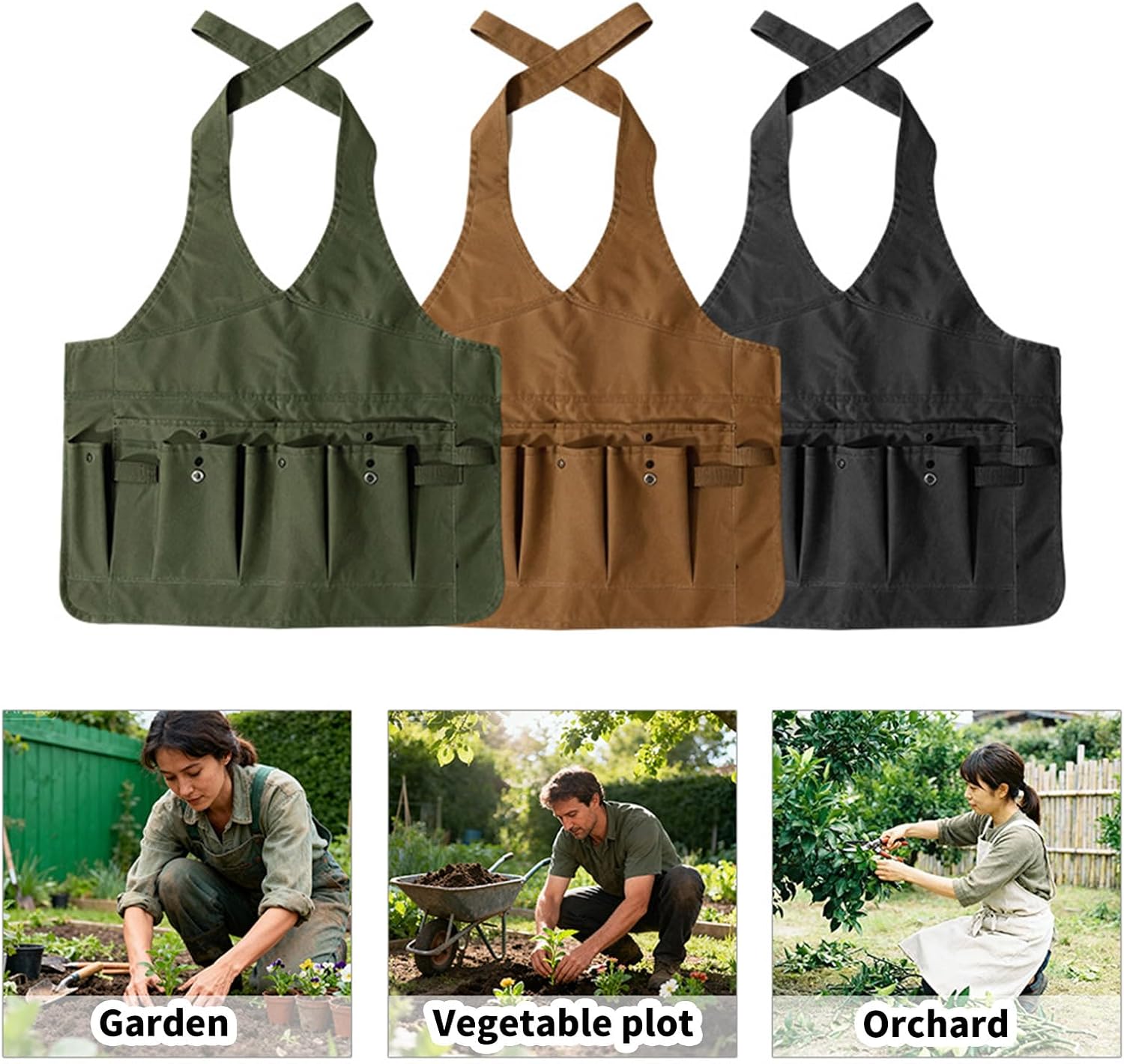  Tablier De Travail Professionnel Pour Jardinier Avec Poches à Outils Spacieuses, Sangle De Taille Confortable, Ceinture Réglable, Accessibilité à La Ferme, Tablier De Jardin