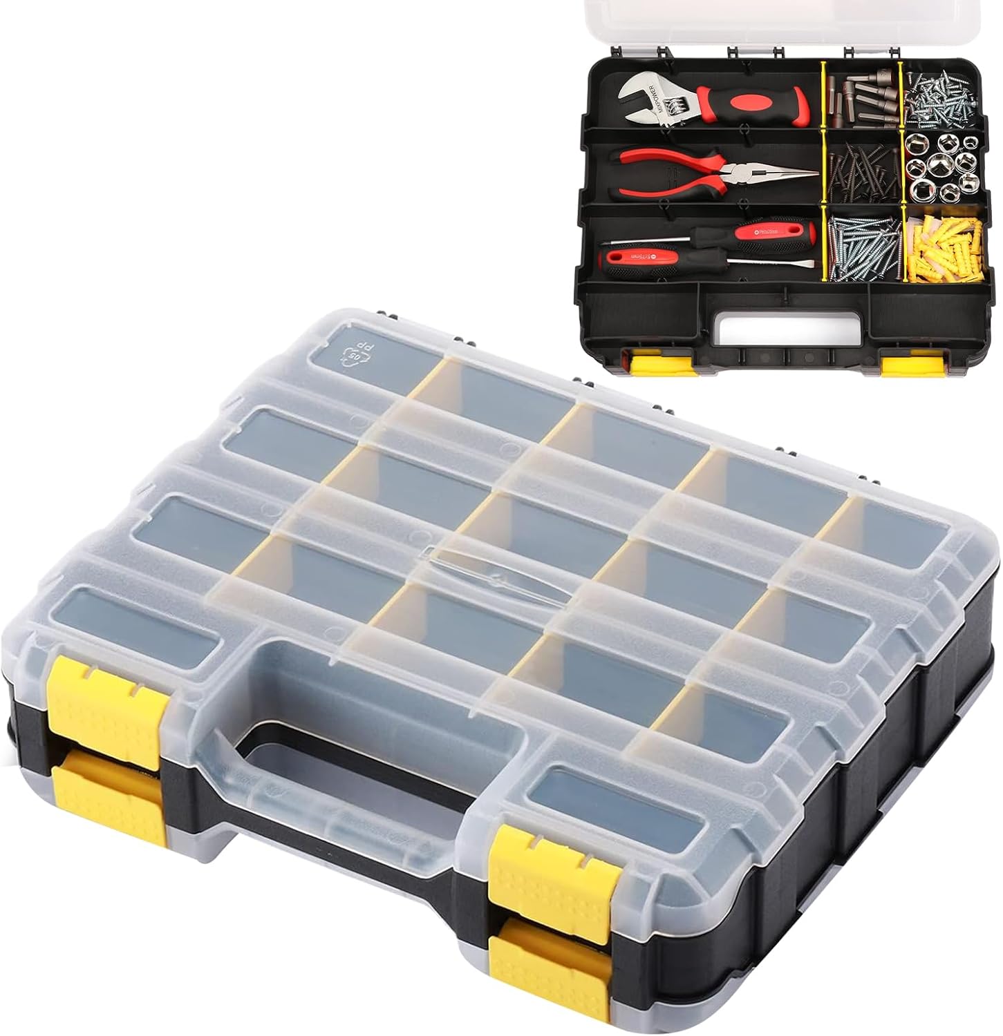 GENERIC Boîte à Outils | Boîte à Outils Double Face 34 Compartiments | Boîte De Rangement Pour Outils | Pour Quincaillerie, Petites Pièces, Appareils électroniques, Perles, Bijoux, Garage