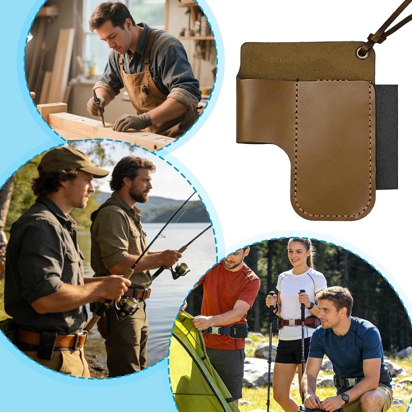 Genérico Porte-lampe De Poche, Porte-objets Multi-usages En Cuir Rétro - Porte-cutter | Pour Lampe De Poche, Stylo, Plantation, Collection, élagage, Bricolage, Construction, Plomberie, Menuiserie, ébénisterie