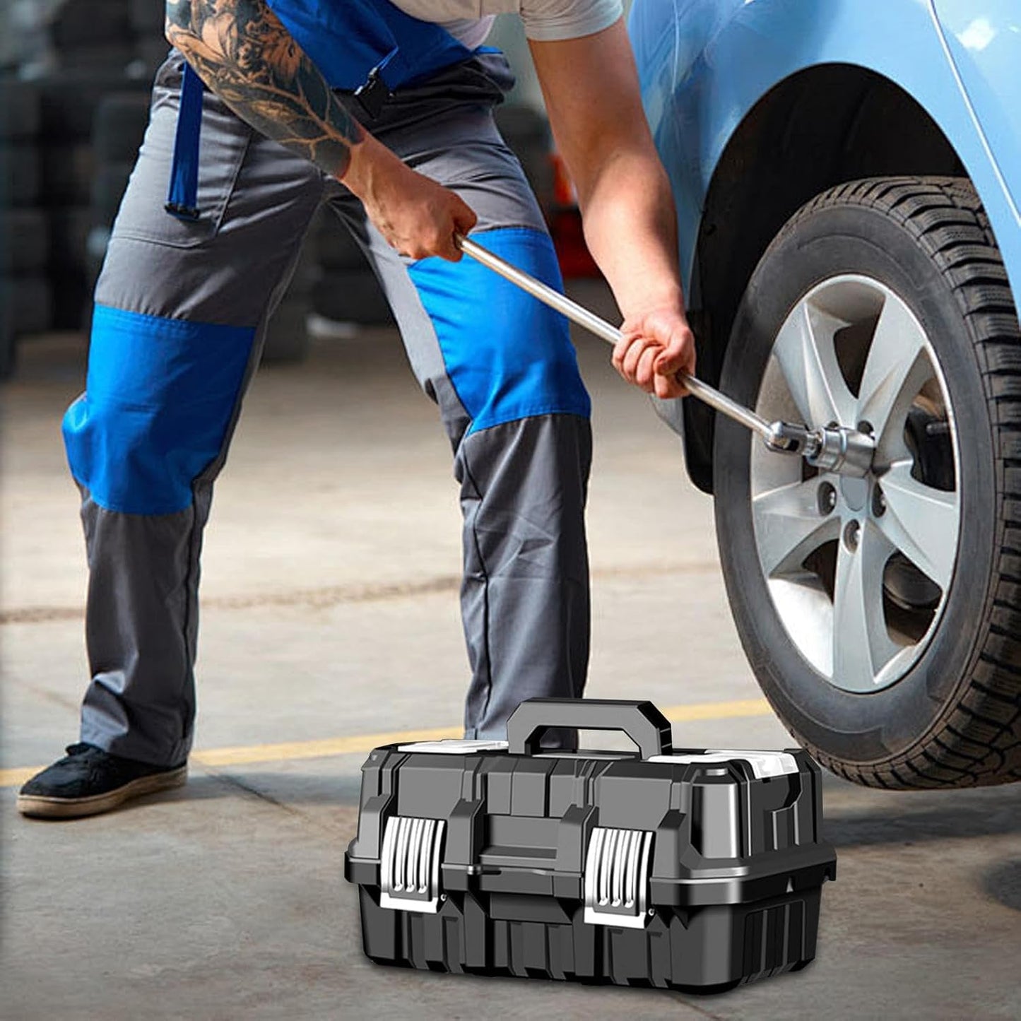 GENERIC Boîte De Rangement De Matériel – 3 Couches étanche | Boîte à Outils Robuste Multifonctionnelle De Grande Capacité Avec Boucle En Acier Inoxydable Pour Mécanique, Industriel
