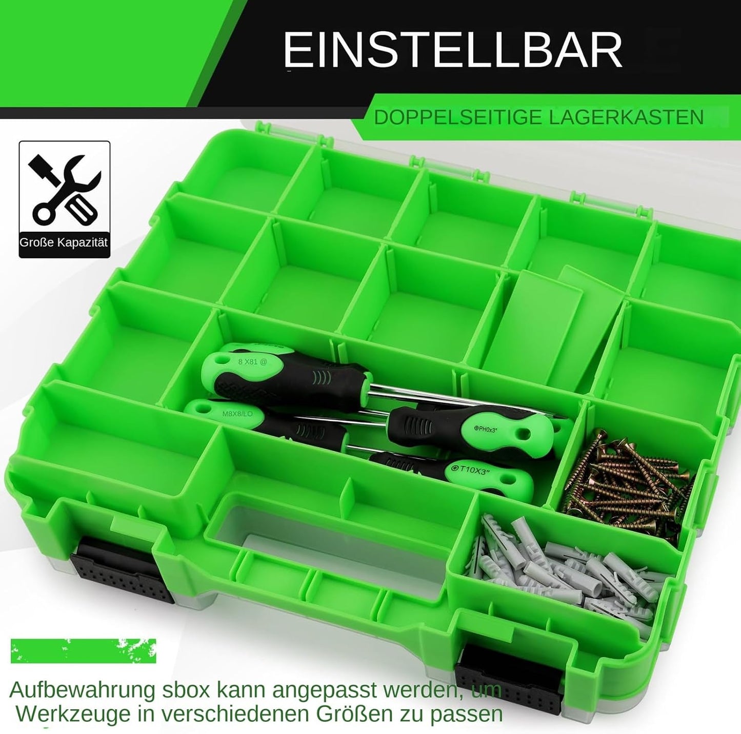  Organisateur De Boîte à Outils, 34 Compartiments, Boulon De Forage Et étui à Rainure Avec Couvercle, Organisateur Robuste Avec Couvercle Transparent, Matériel Et Petites Pièces, Rangement Pour Les