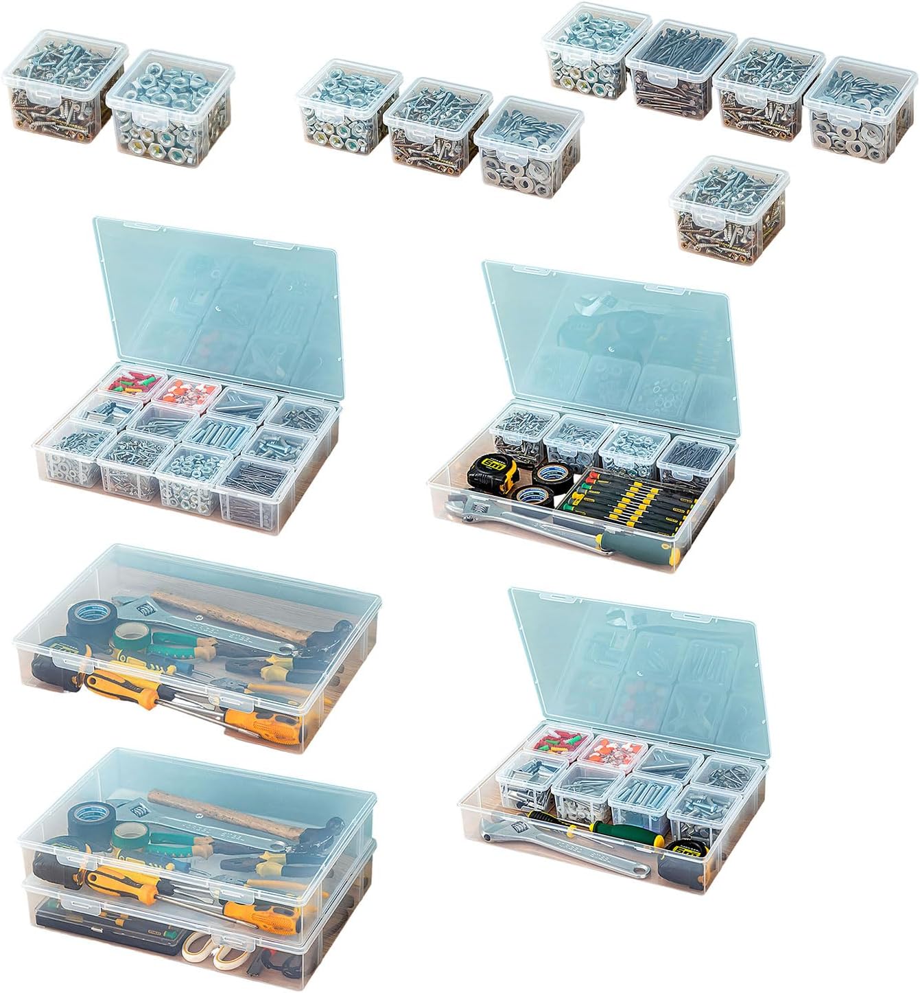  Boîte à Outils Avec Couvercle Transparent Pour Une Identification Facile Et Un Accès Rapide Aux Clés, Tournevis, Petits Outils Porte-outils