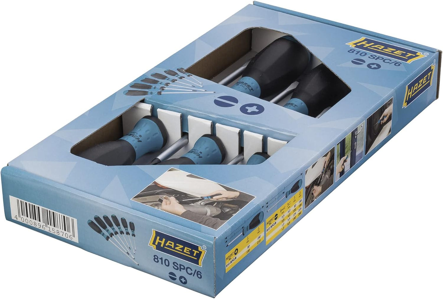  Hazet 190L Boîte à Outils Vide Acier Noir, Bleu & 810SPC/6 Set De 6 Tournevis (Import Allemagne)