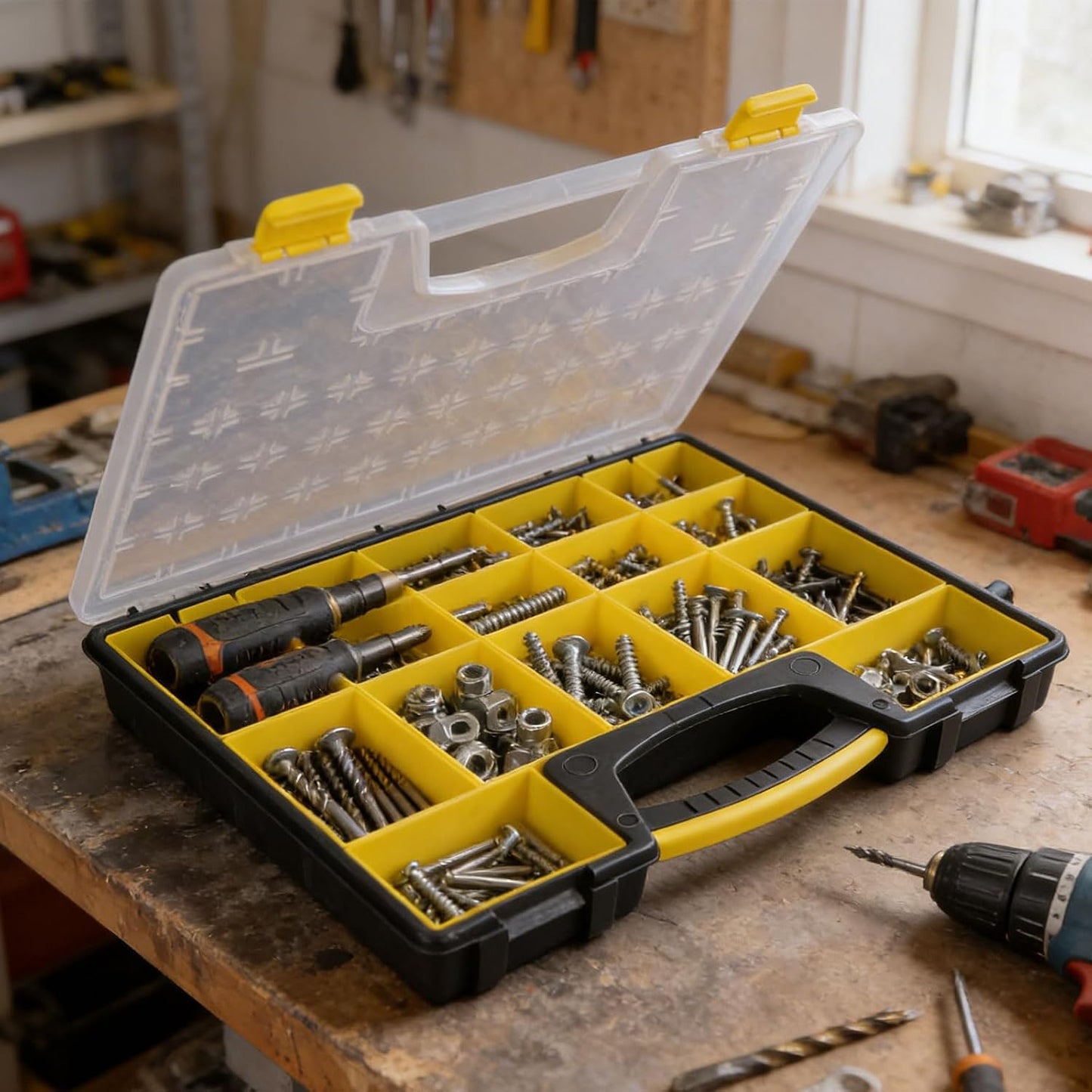  Boîte à Outils Robuste Avec Poignée Coulissante Et Poches Spacieuses, Parfaite Pour Les Mécaniciens Et Les Accessoires D'artisanat
