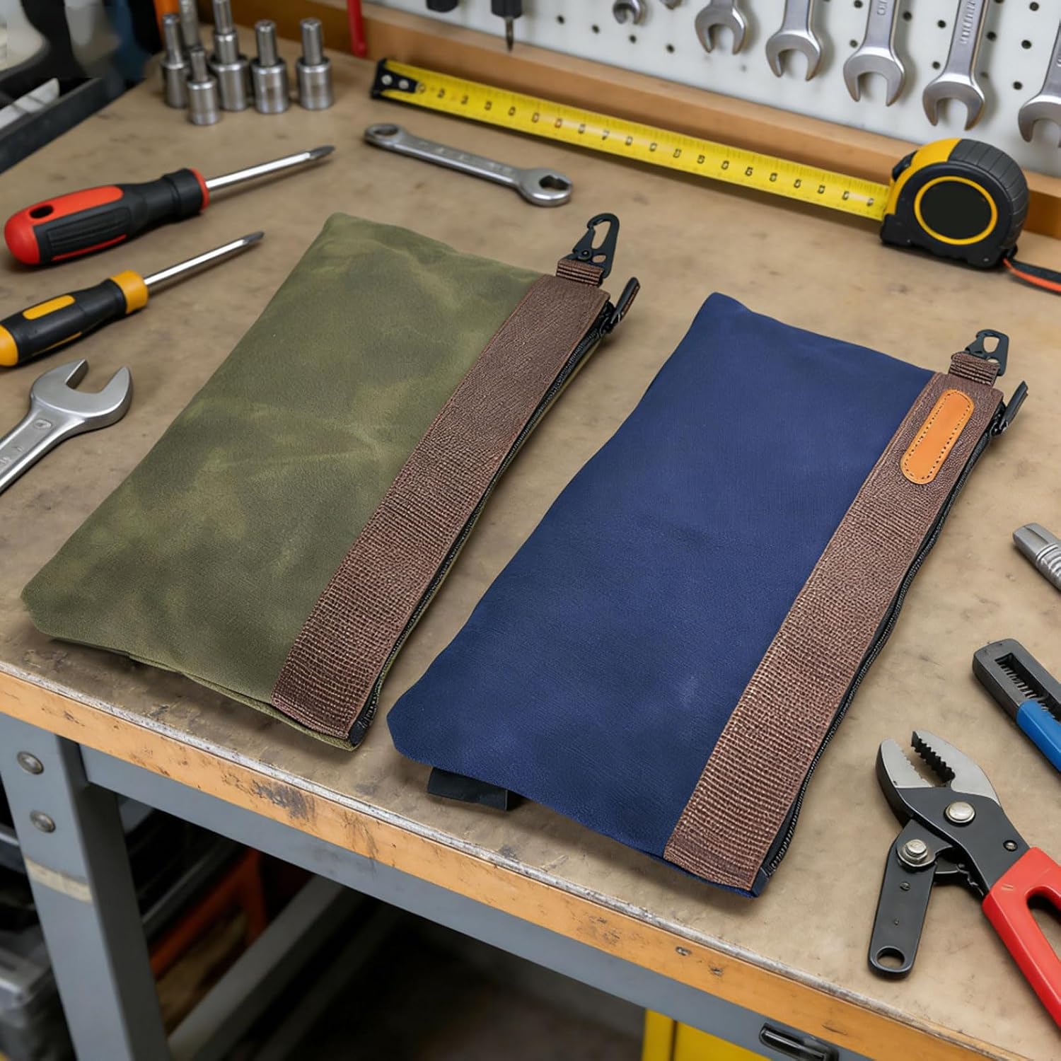  Sac à Outils Professionnel Robuste En Toile Cirée, Grande Capacité, Support Droit, Large Fond Plat, Sac à Outils Robuste