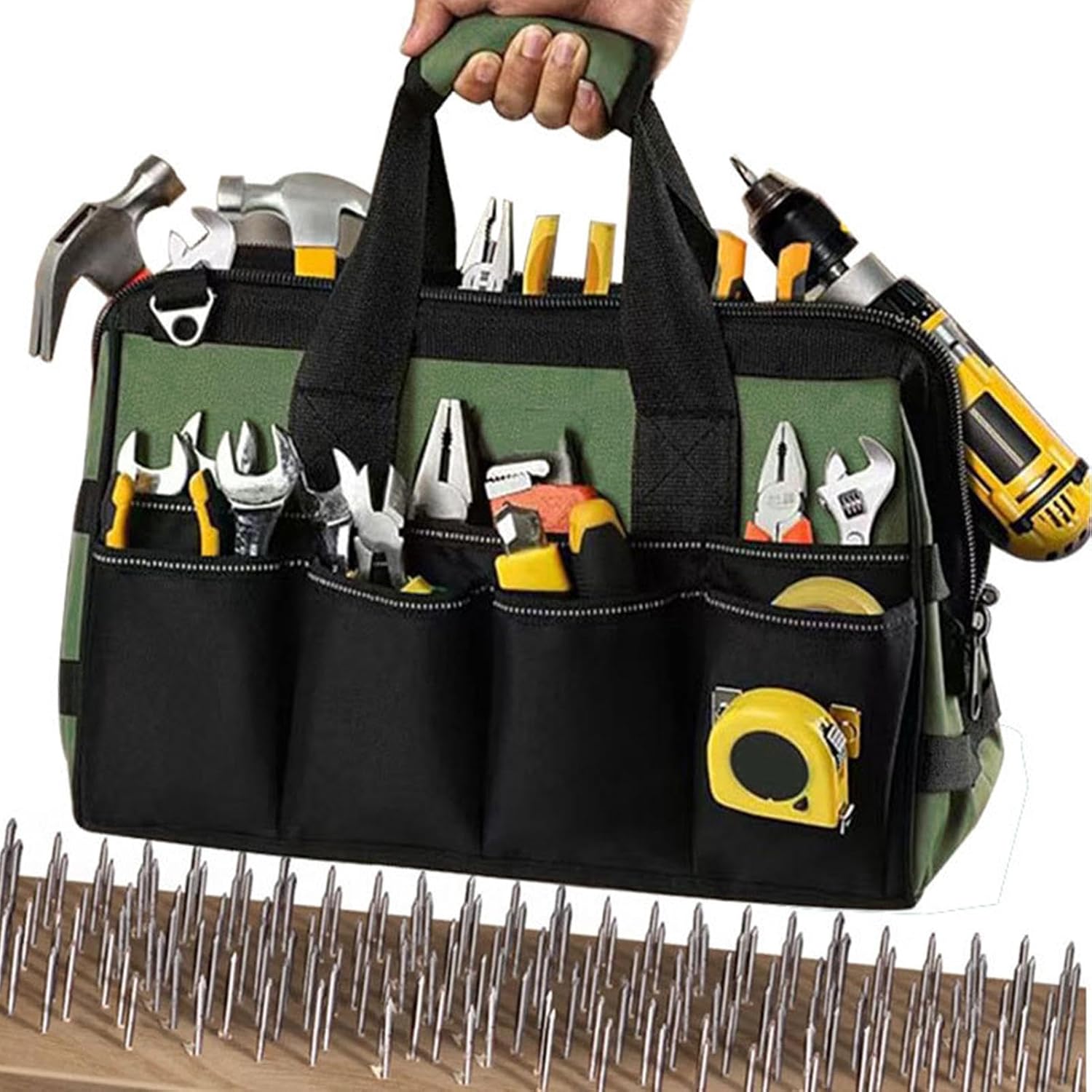 Genérico Sac à Outils, Sac Multi-poches, Grand Sac De Travail, Sac Portable Multifonctionnel, Sac à Outils Multifonctionnel Pour Réparateur Grand Sac à Outils, 8,27x14,17x8,66 Pouces