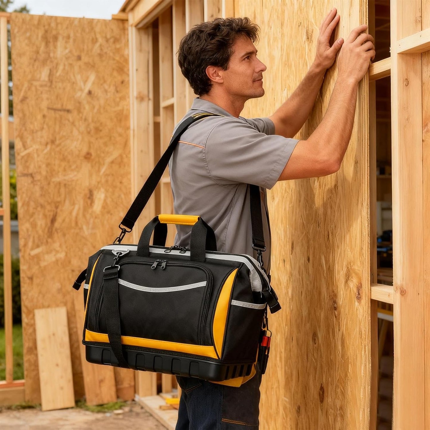 GENERIC Organisateur De Sac à Outils - Sac Pour électricien Multi-poches, Sac Imperméable à Dur, Construction De Matériaux , Réparations à Domicile, Utilisation De Garage, Rangement, P