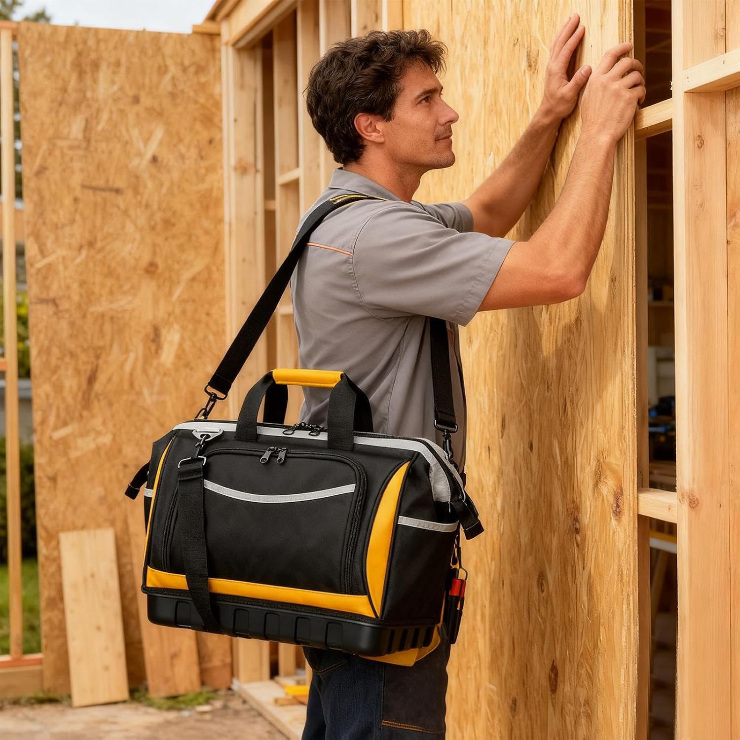 GENERIC Organisateur De Sac à Outils - Sac Pour électricien Multi-poches, Sac Imperméable à Dur, Construction De Matériaux , Réparations à Domicile, Utilisation De Garage, Rangement, P