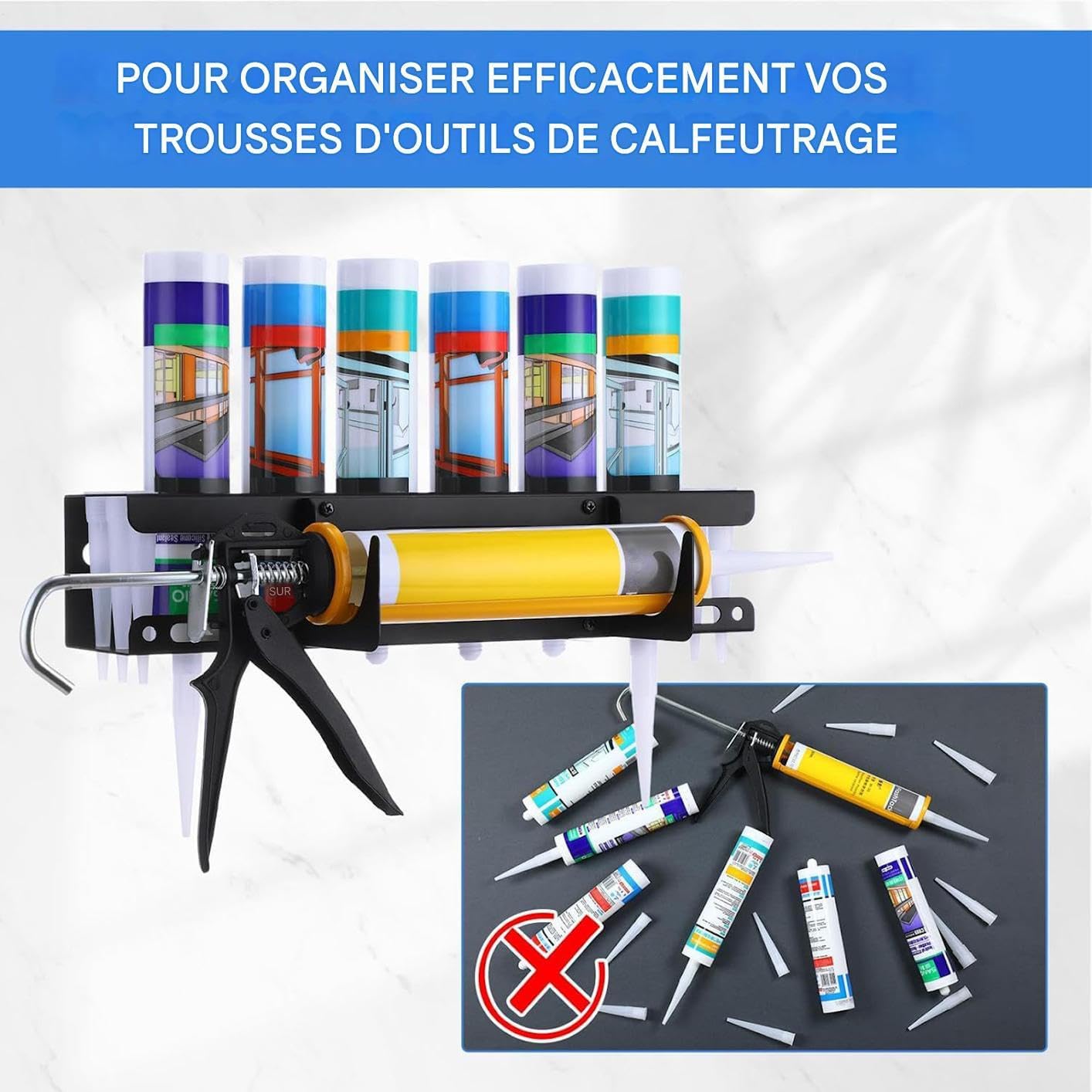  Organisateur De Mastic, Organisateur Mural Pour Tubes De Mastic D'Atelier, Rangement Pour Outils De Professionnels En Rénovation Et Maintenance