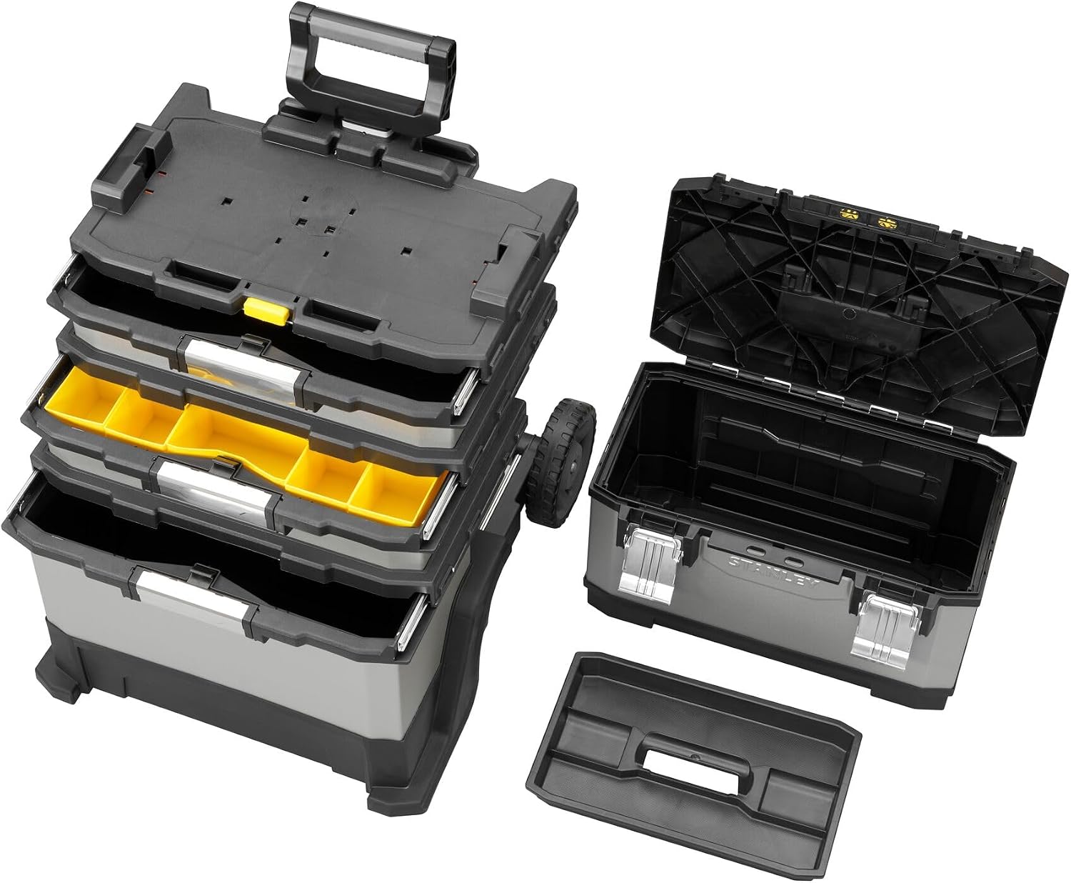  Stanley Fatmax 1-95-622 Servante D'Atelier Sur Roulettes Métal/Plastique - Gamme Fatmax & Stanley 1-94-745 Organiseur Sort Master 17 Compartiments - 8 Intercalaire Mobile