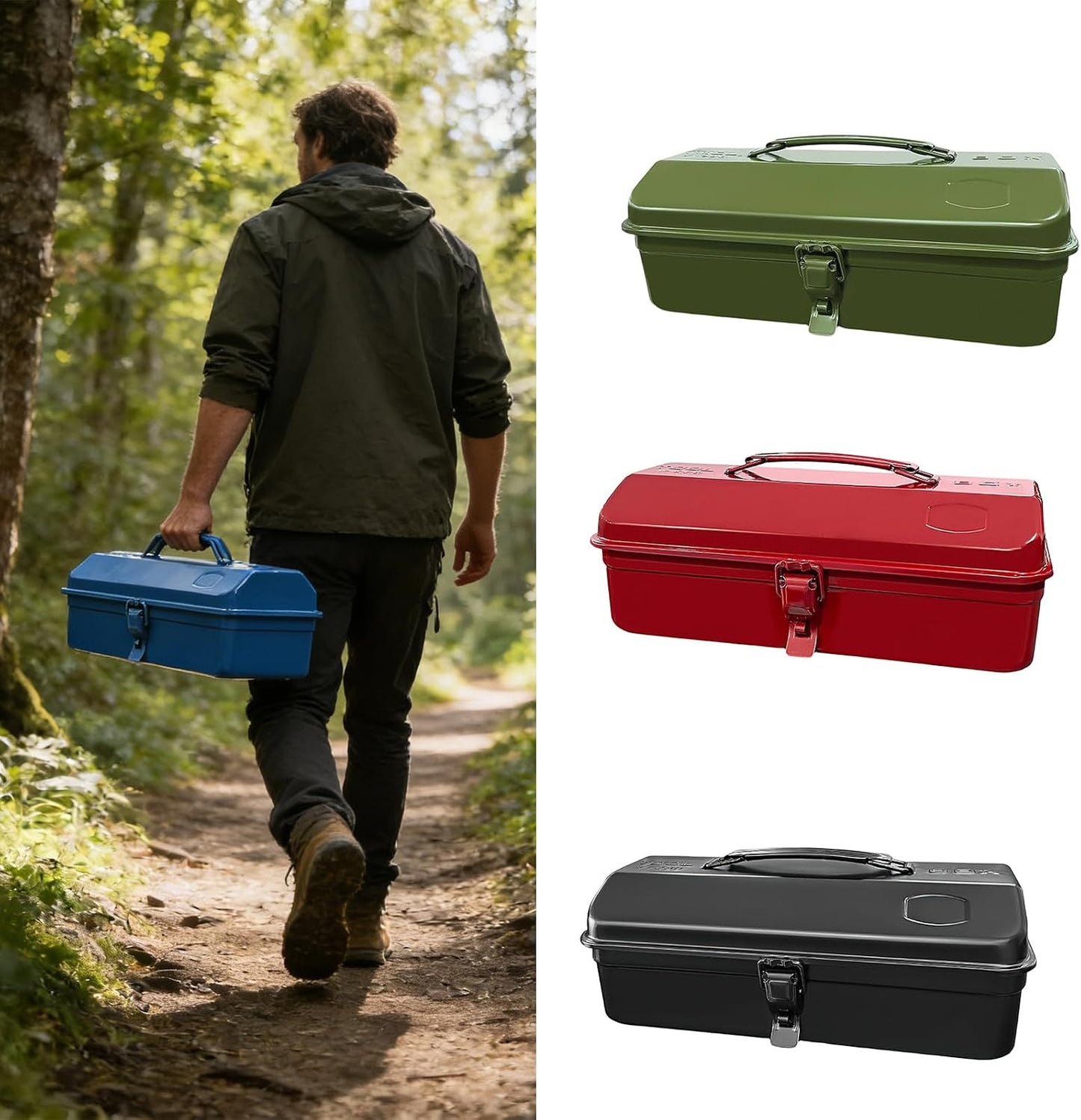  Coffre à Outils En Fer Avec Poignée Ergonomique De Grande Capacité - Rouille - Portable - Boîte à Outils