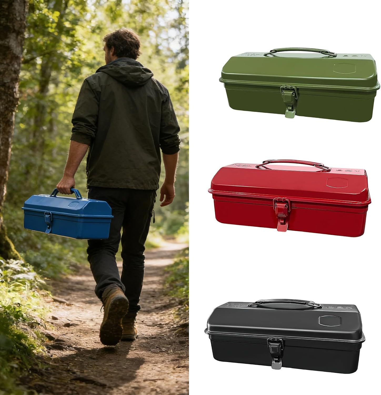  Coffre à Outils En Fer Avec Poignée Ergonomique De Grande Capacité - Rouille - Portable - Boîte à Outils