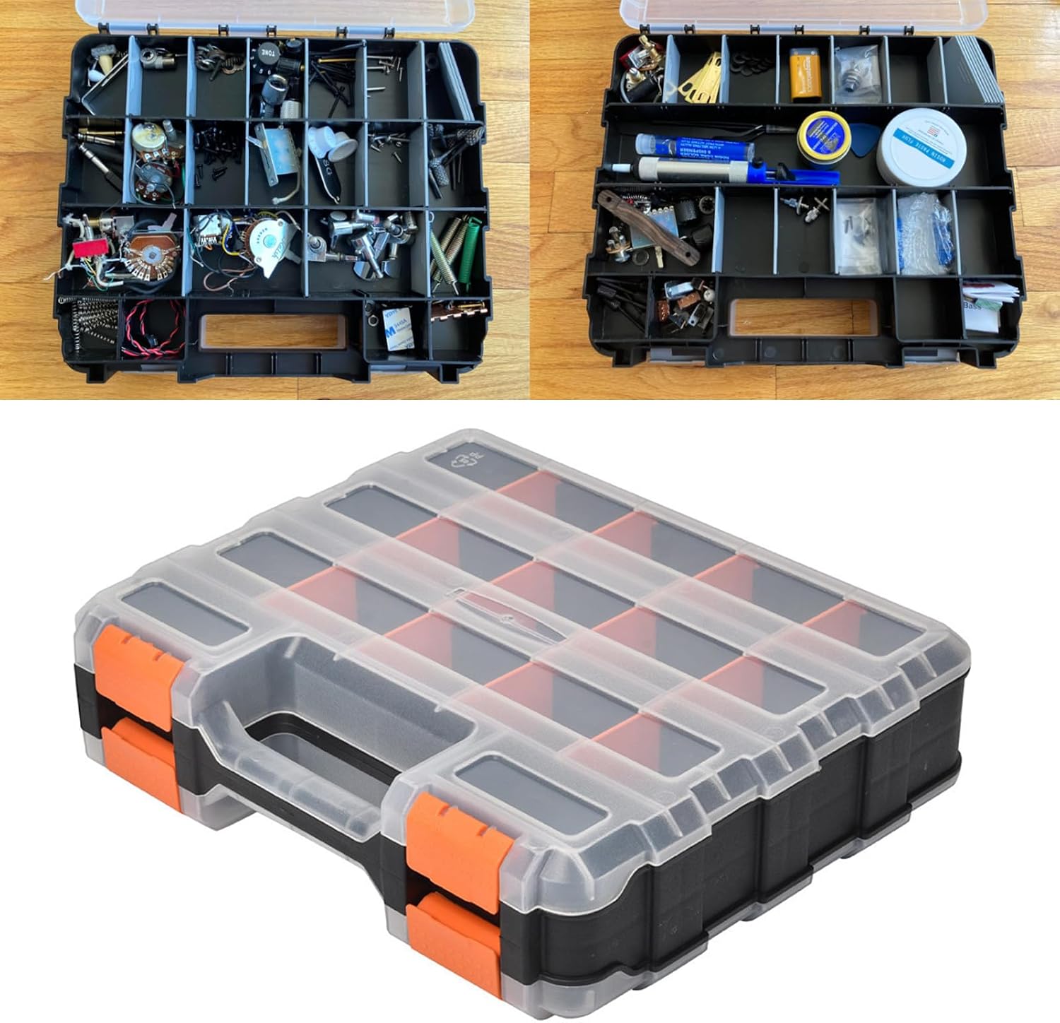  Double Side Tool Pièce Conteneur Pièces Boîte De Rangement Vis En Plastique Organisateurs Boîte Avec Séparateurs Amovibles Durée