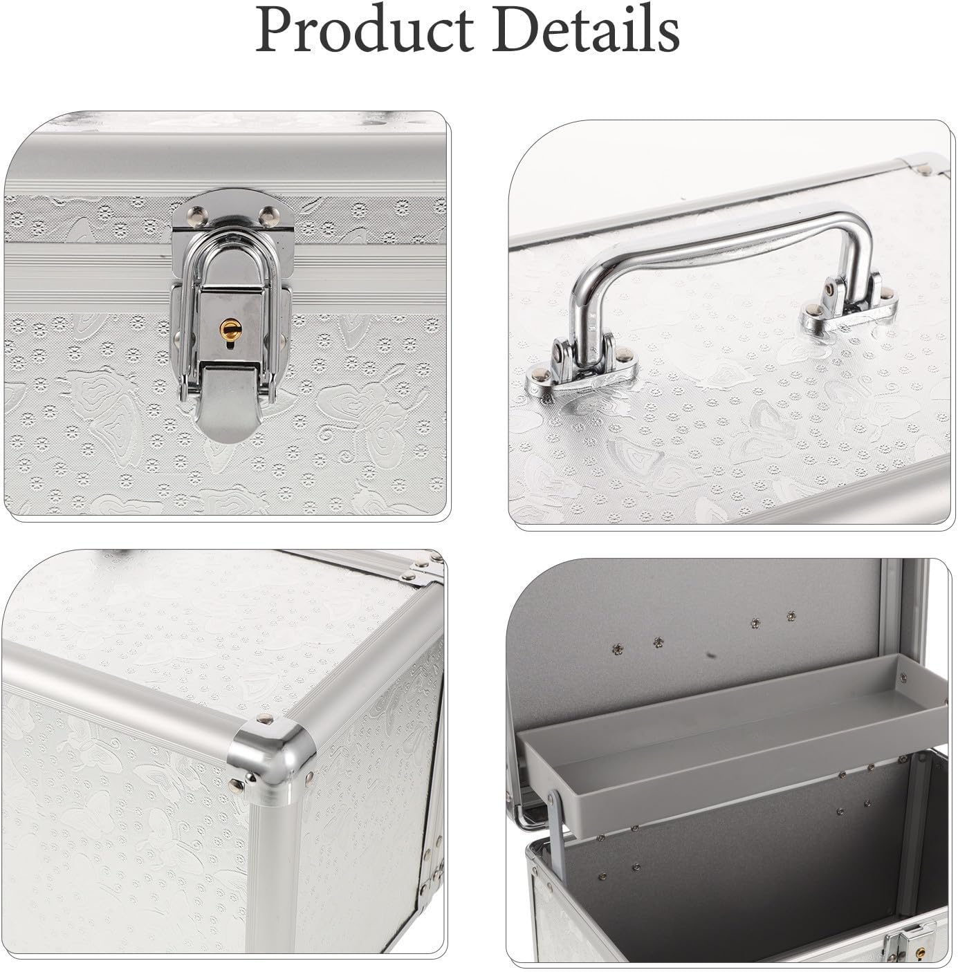  ULTECHNOVO Boîte à Outils Portable En Alliage D'aluminium Argentée, Construction Robuste Et Extérieur Résistant Aux Rayures, Petite Caisse De Rangement Pour Usage Quotidien Et Extérieur