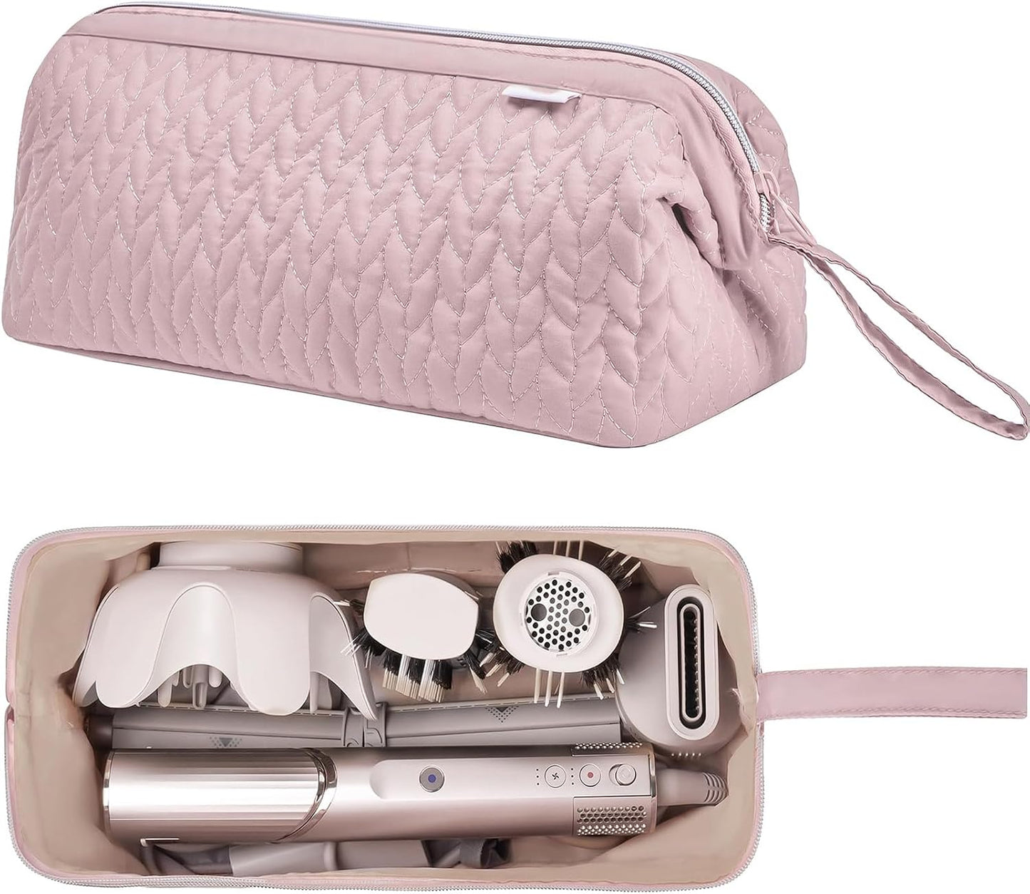  Sac De Rangement Portable De Voyage Pour Outils à Cheveux, étanche, Anti-poussière, Avec Double Poches Et Poignée De Transport, Grande Capacité Pour équipement Capillaire