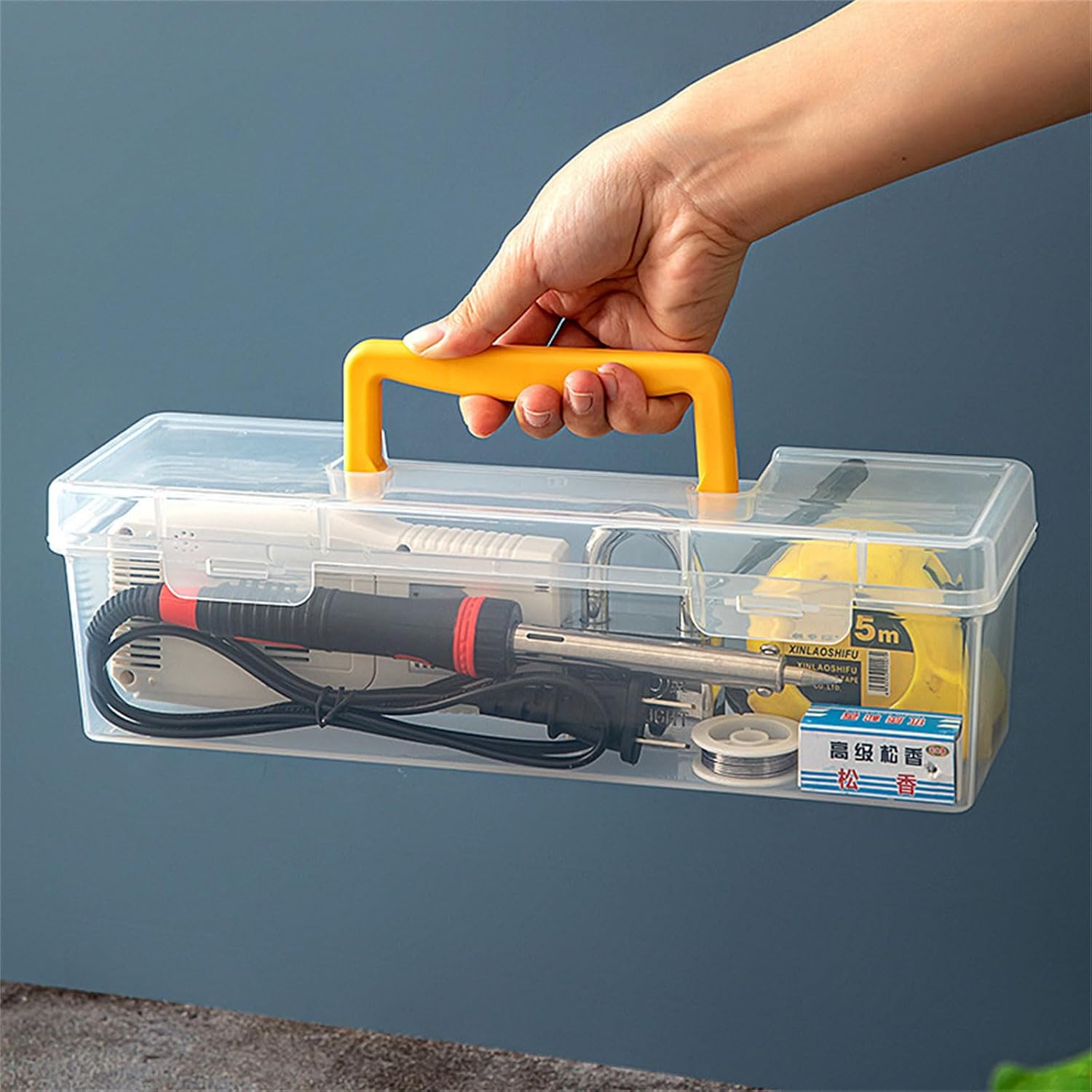  Boîte De Rangement Transparente Polyvalente Pour Outils De Réparation à Domicile, Poignée De Transport Facile Et Boîte à Outils De Construction En Plastique, Boîte De Rangement Pour Outils