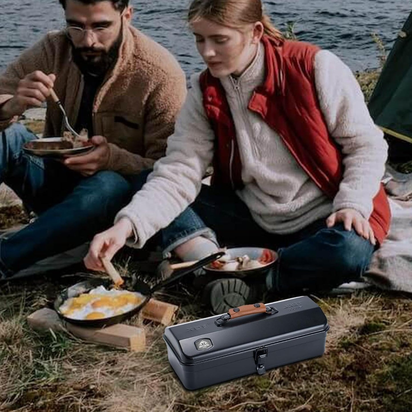  Boîte à Outils Portable | Valise Portable De Camping – Boîte à Outils Portable En Fer Pour Activités De Plein Air Avec Autocollants