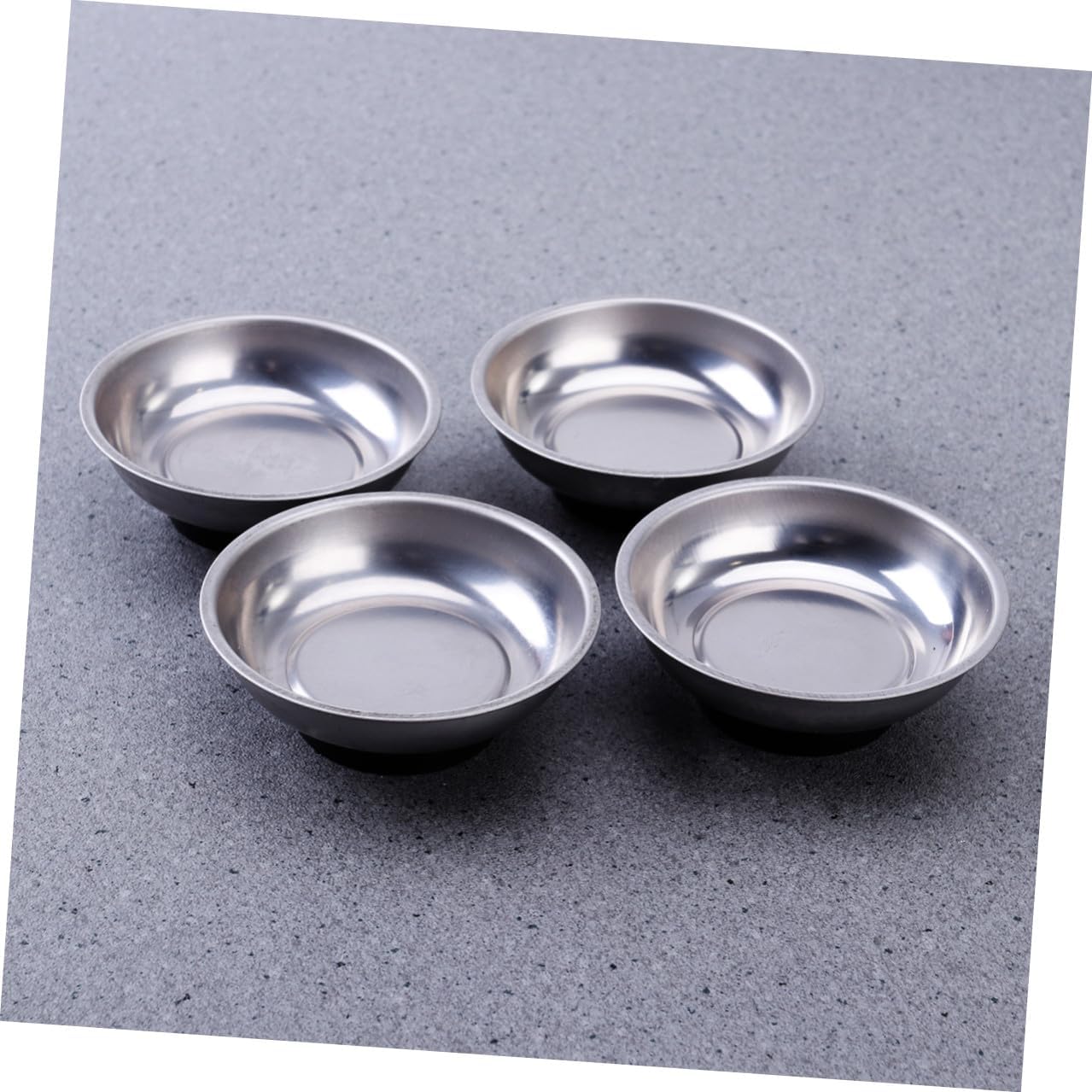  VALICLUD Lot De 4 Plateaux Magnétiques Ronds En Acier Inoxydable 7,6 Cm, Bol Porte-pièces Compact Antirouille, Utilisable Pour Vis Et Petits Outils En Atelier Ou Bricolage
