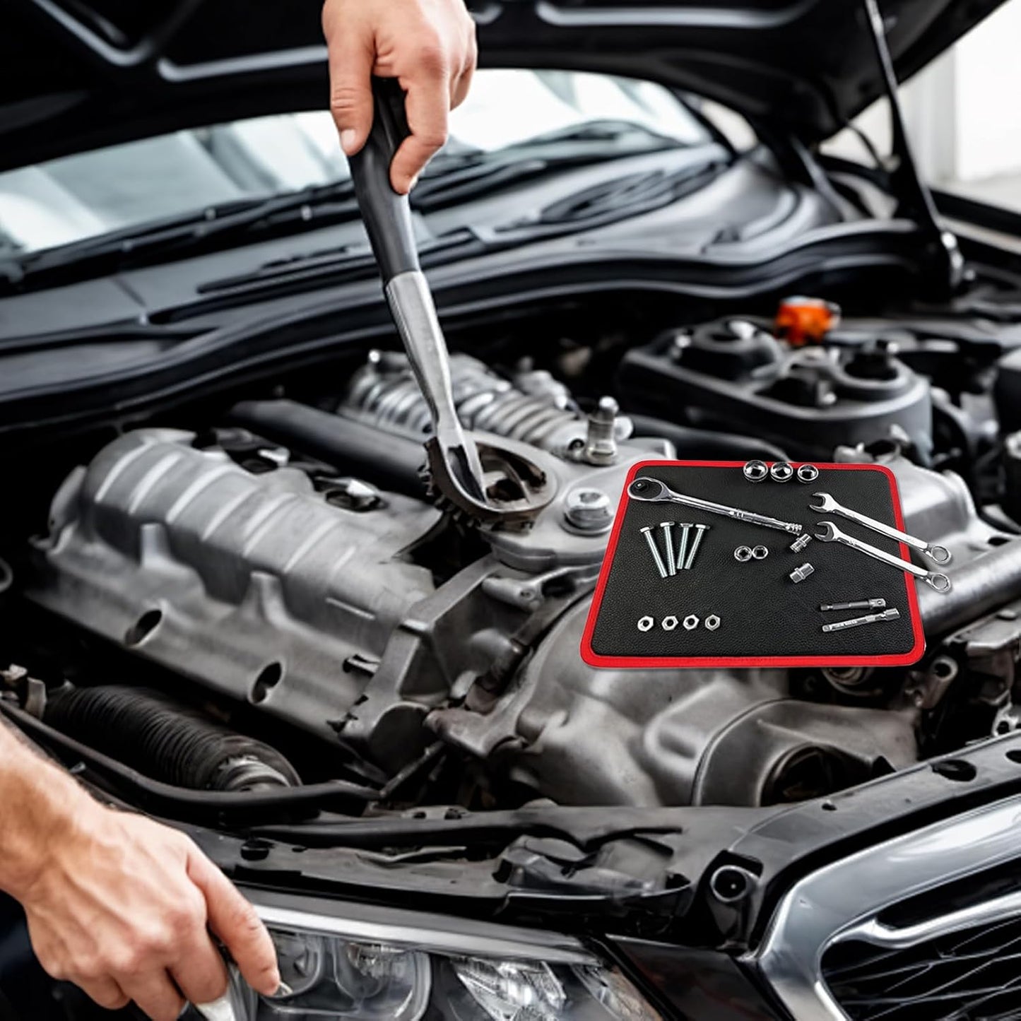  Tapis à Outils Magnétique – Organiseur De Boulons Magnétiques Pour Réparation Automobile | PVC Avec Aimant Puissant, Tampon à Outils Flexible Pour Le Travail Des Métaux, Le Travail Du Bois, Les